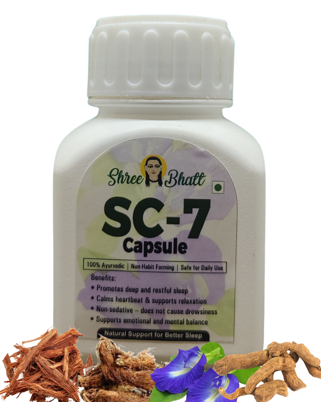 ShreeBhatt SC7 Capsules - Ayurvedic Support for Healthy Sleep & Nervous System Balance, 30Cap.