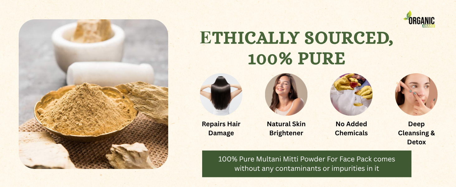 Multani Mitti Powder Natural care from nature 100% Pure Multani Mitti Powder for Face Pack (200G) for Exfoliating Soothing Nourishing Face, Skin & Hair