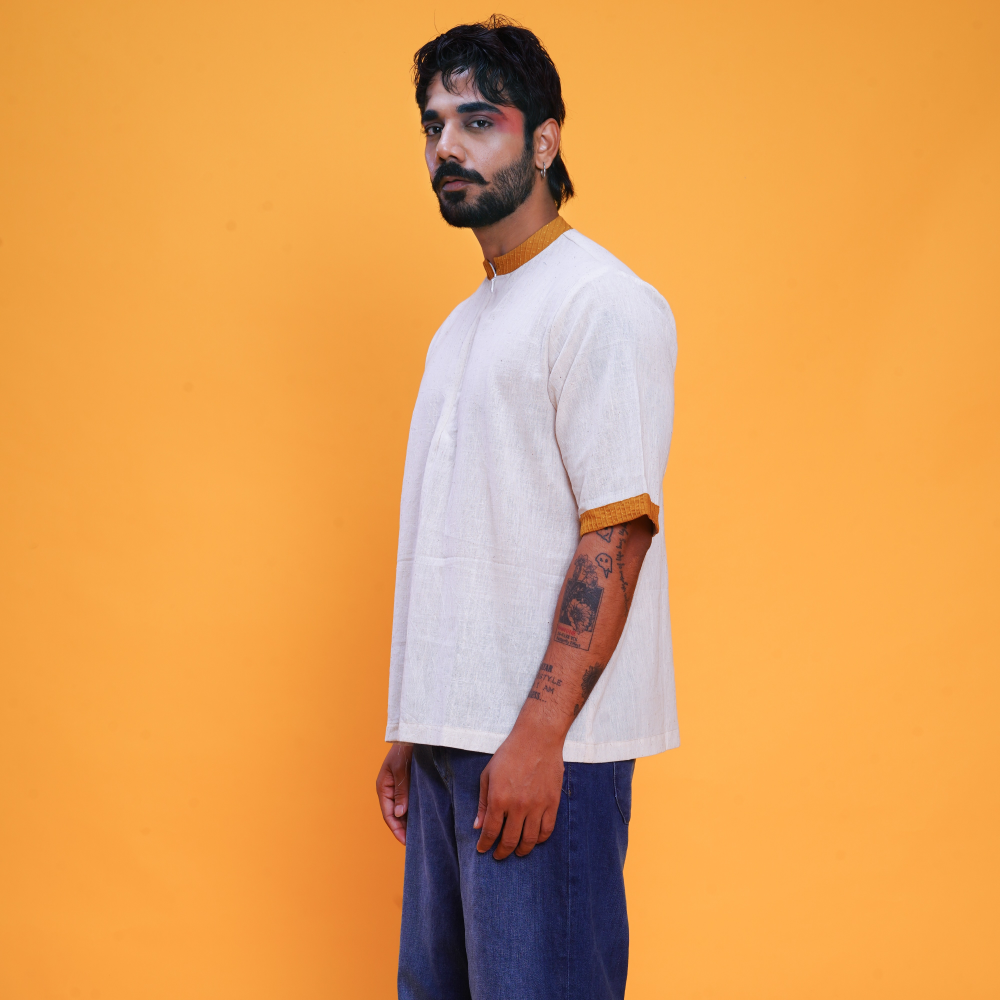 Kala Cotton Handloom Bunkar tshirt (Yellow) 1