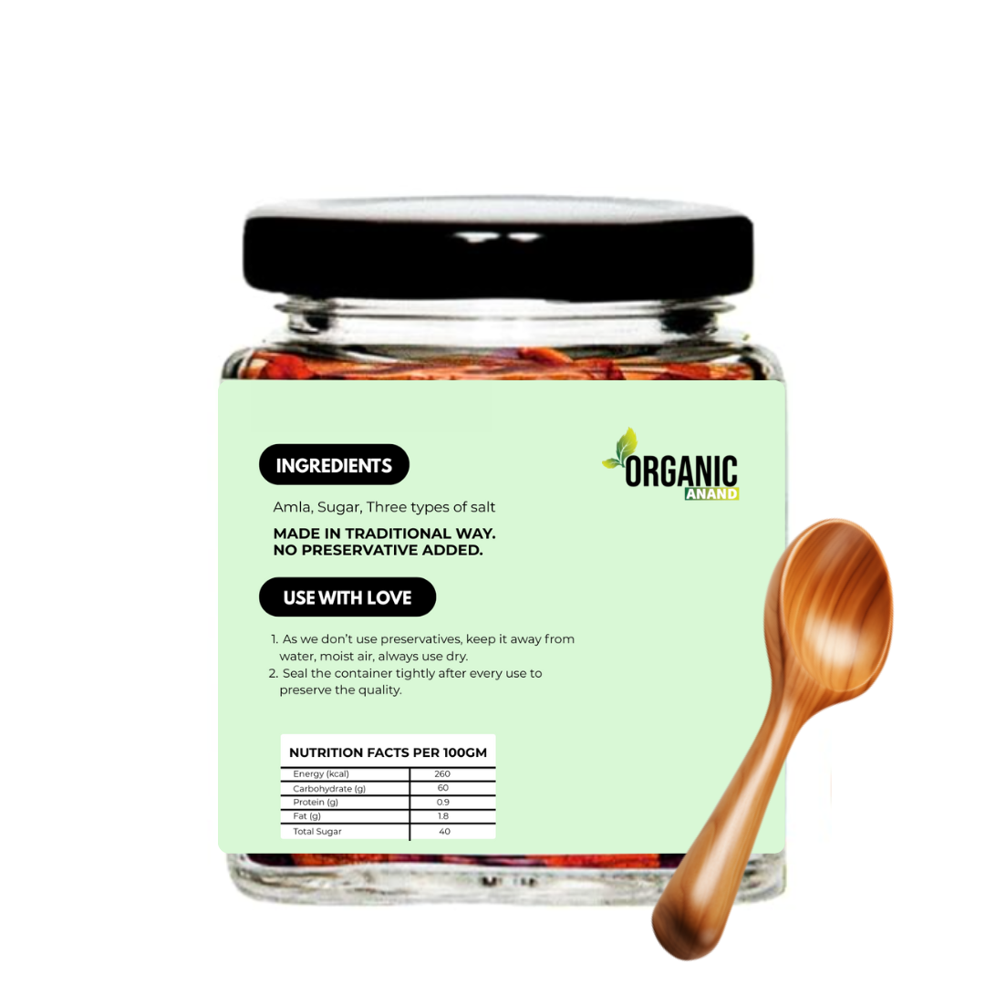 Organic Anand Homemade Dried Amla Murabba Traditional Indian Gooseberry Ka Murabba, Vitamin C Rich Digestive Treat, Healthy & Natural Sweet Snack, Immunity Booster, Delicious Taste (250gm)