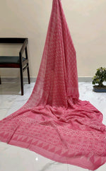 Double Diamond Chiffon Saree – Handblock Printed with Natural Vegetable Dyes