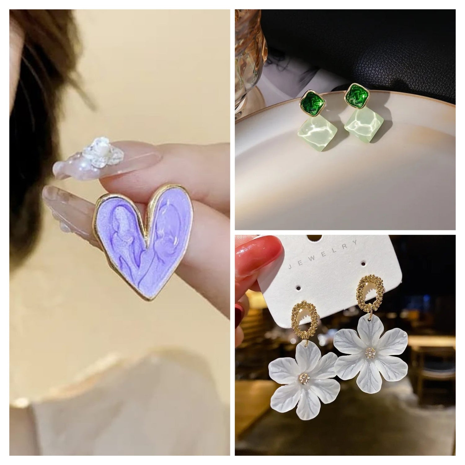 3 Statment earrings