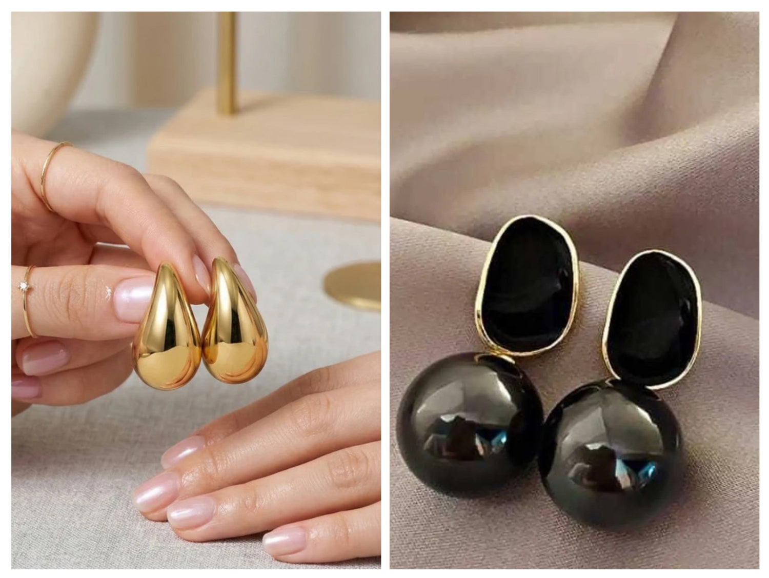 Combo of 2 earrings Teardrop earrings and black earrings