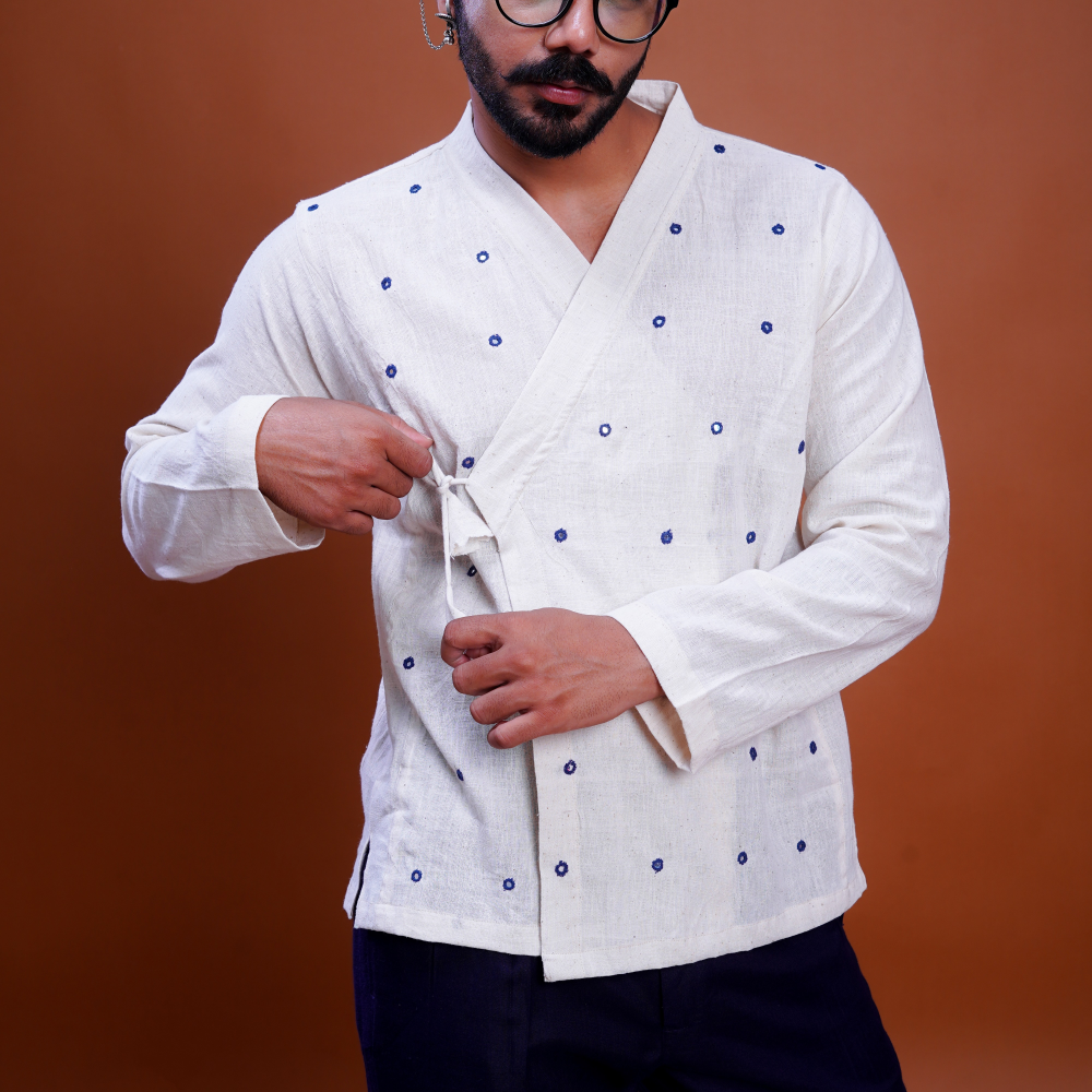 Kala Cotton Mirror Work Mughal Shirt 2