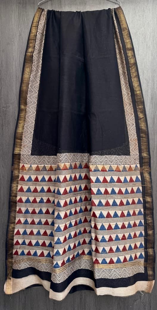 Maheshwari Silk Saree – Handblock Printed with Natural Vegetable Dyes ( with Blouse Piece( 1 meter))