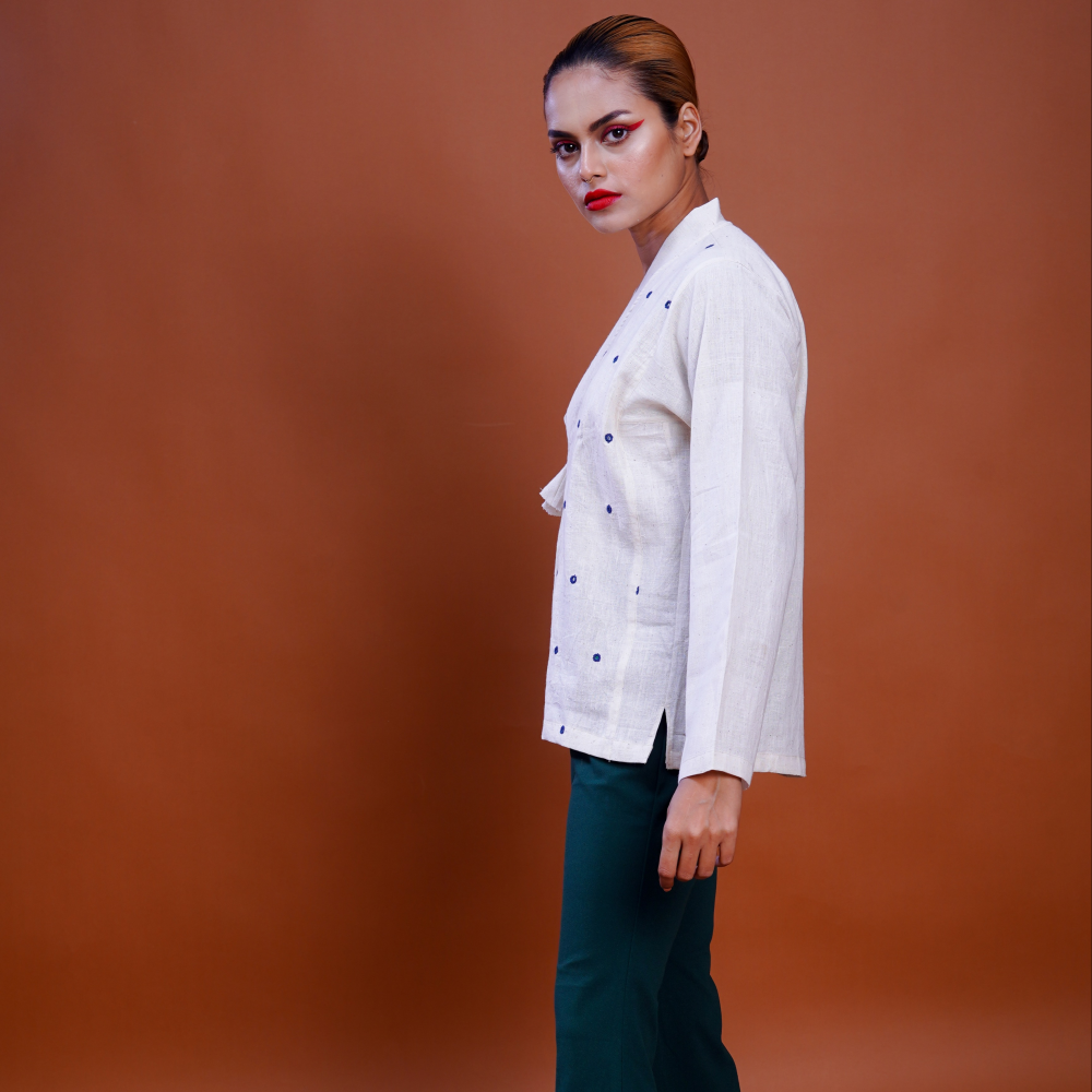 Kala Cotton Mirror Work Mughal Shirt 1