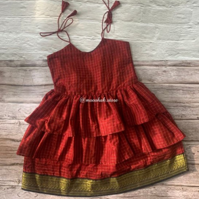 Little Miss Sunshine - Red Kalyani pattu Ages 1-6