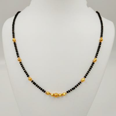 JHB GOLD PLATED BLACK BEAD SHORT MANGALSUTRA FOR WOMEN