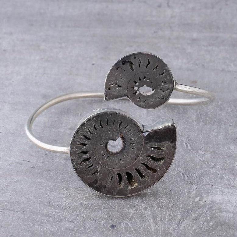Spiral Pyrite Ammonite Bracelet