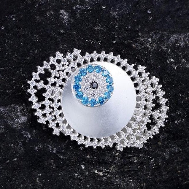 Evil Eye Brooch - White
