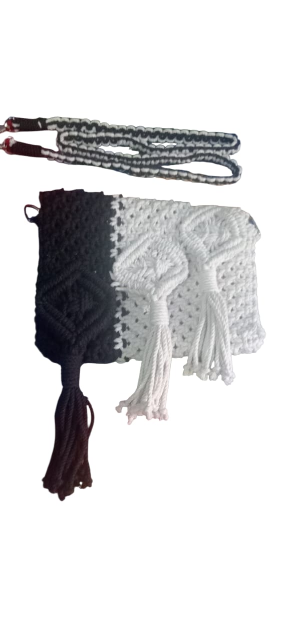 HANDMADE COMBO OFFER OF SET MACRAME BAG, BOHO BELT , DRINK COASTER AND HANDMADE KEYCHAIN
