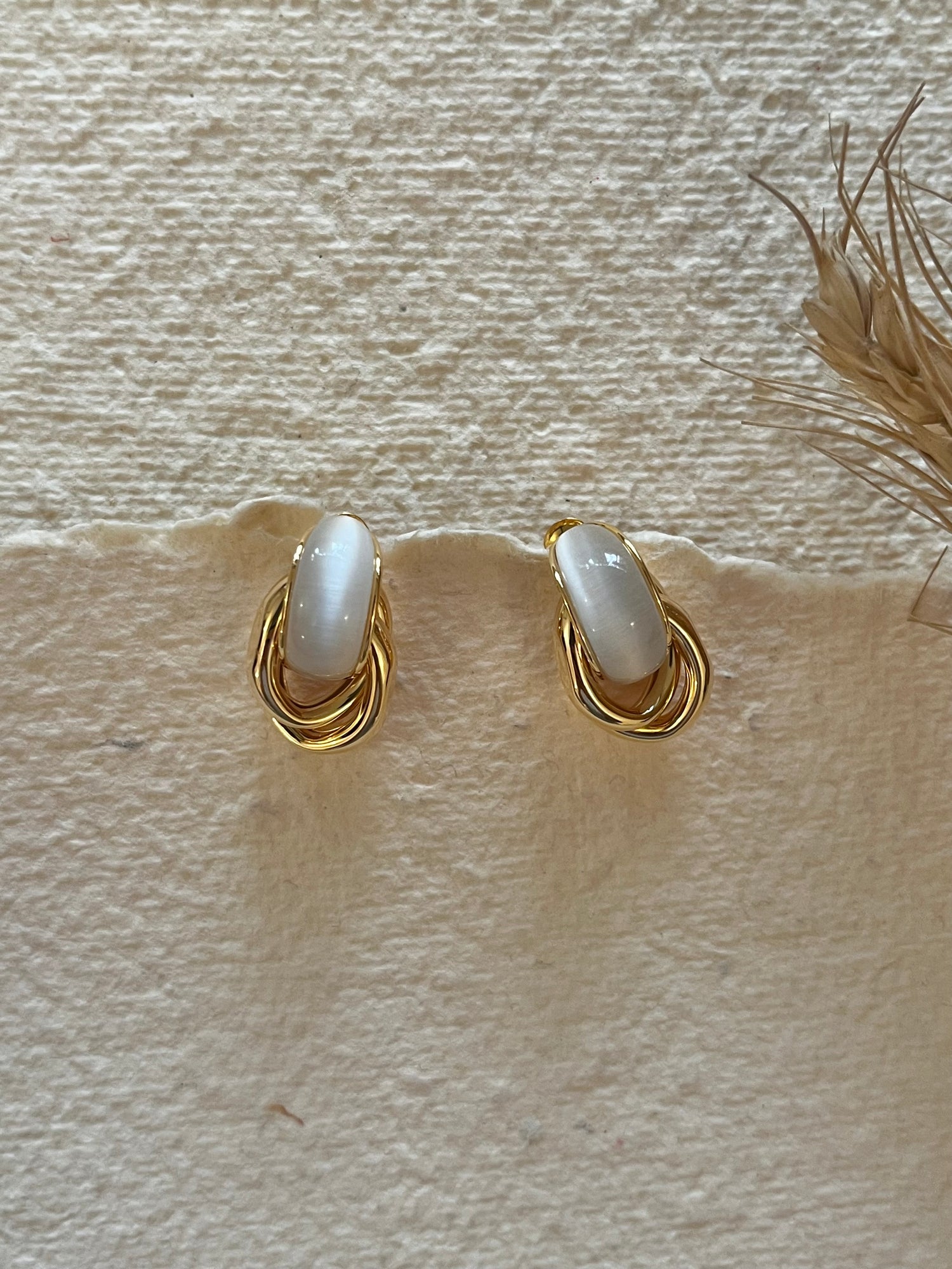 Greyish White Small Earrings