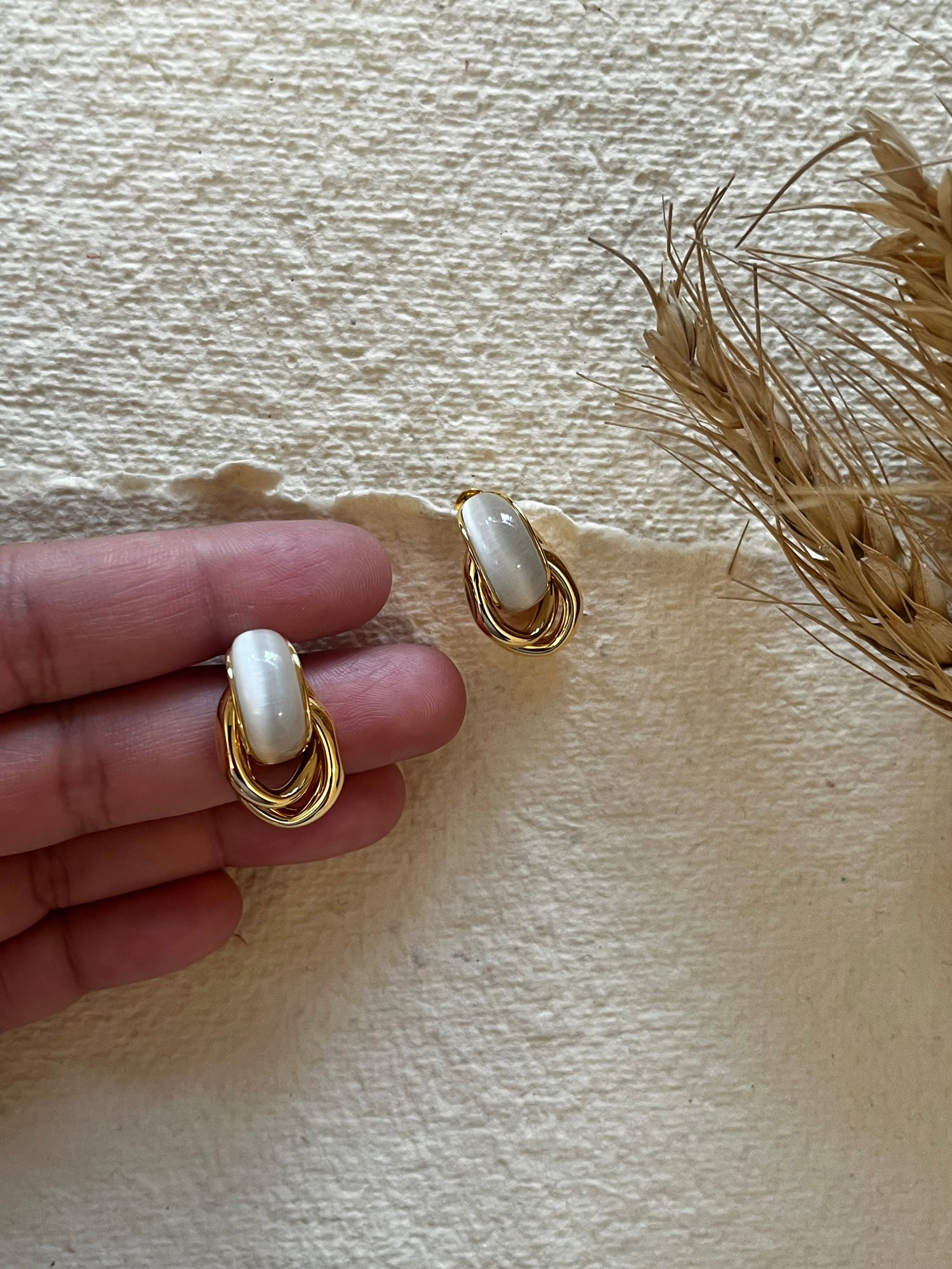 Greyish White Small Earrings