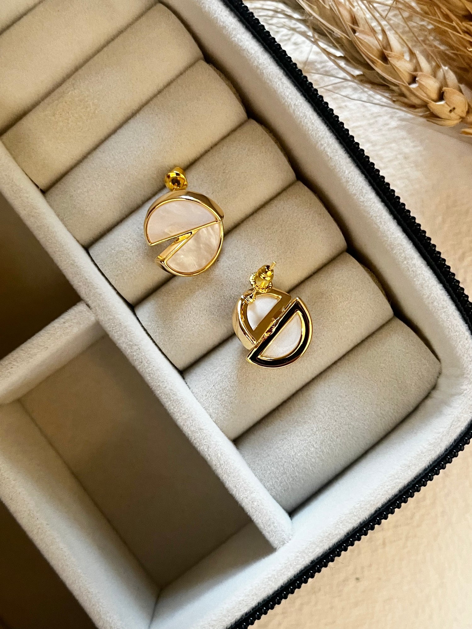 Small Double Layer Mother of Pearl Studs