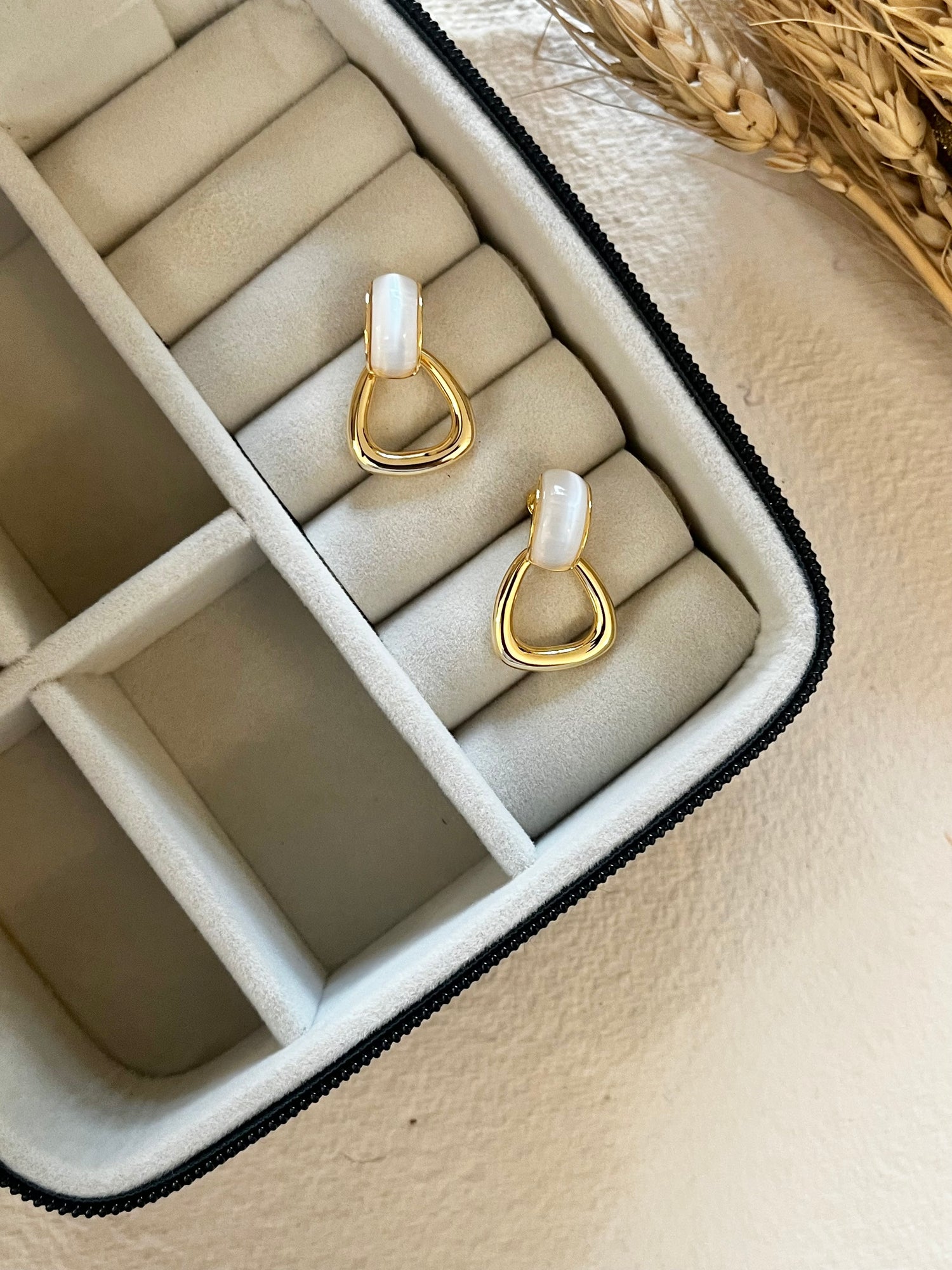 Greyish White Earrings