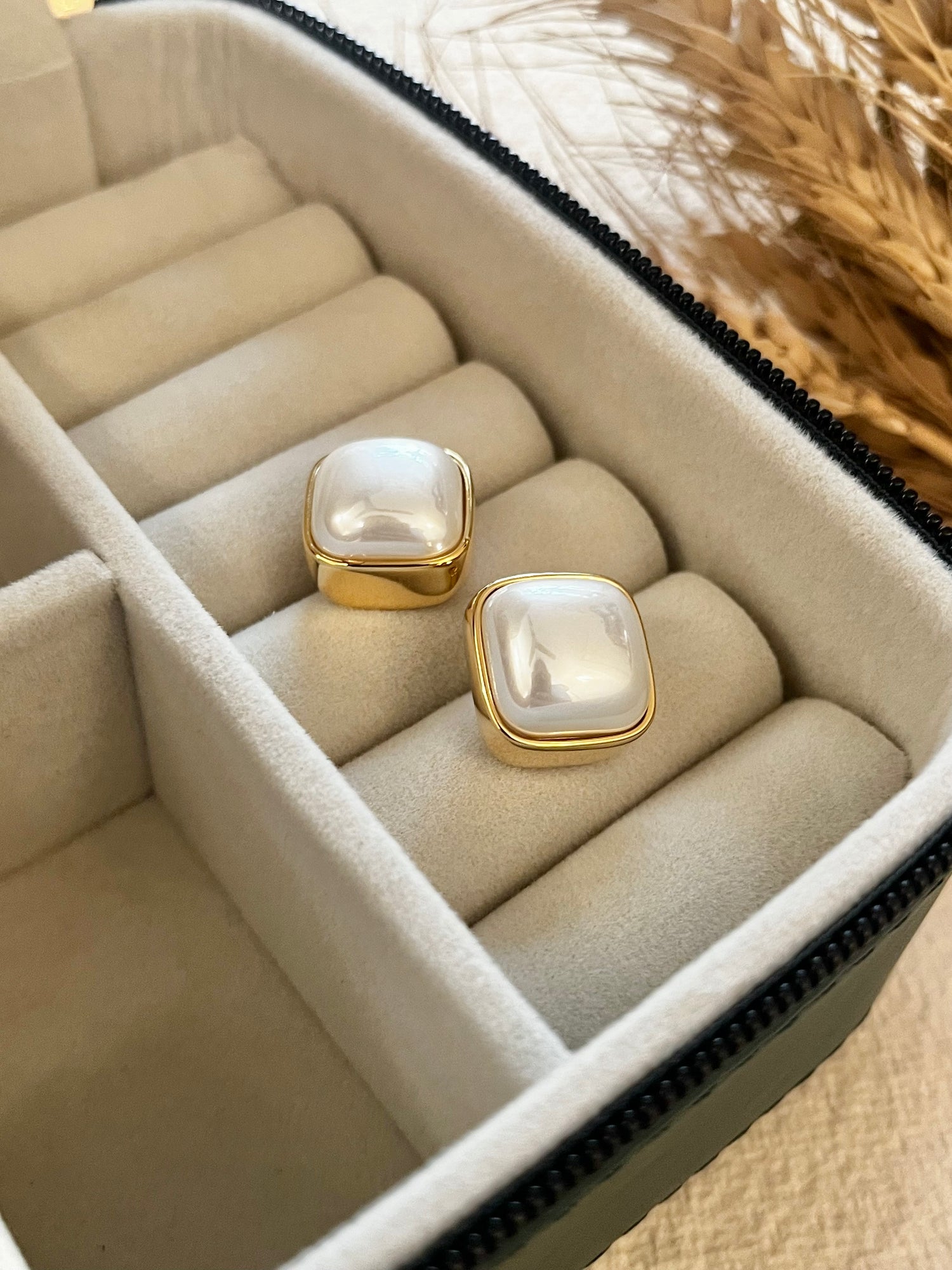 Square Pearl Studs