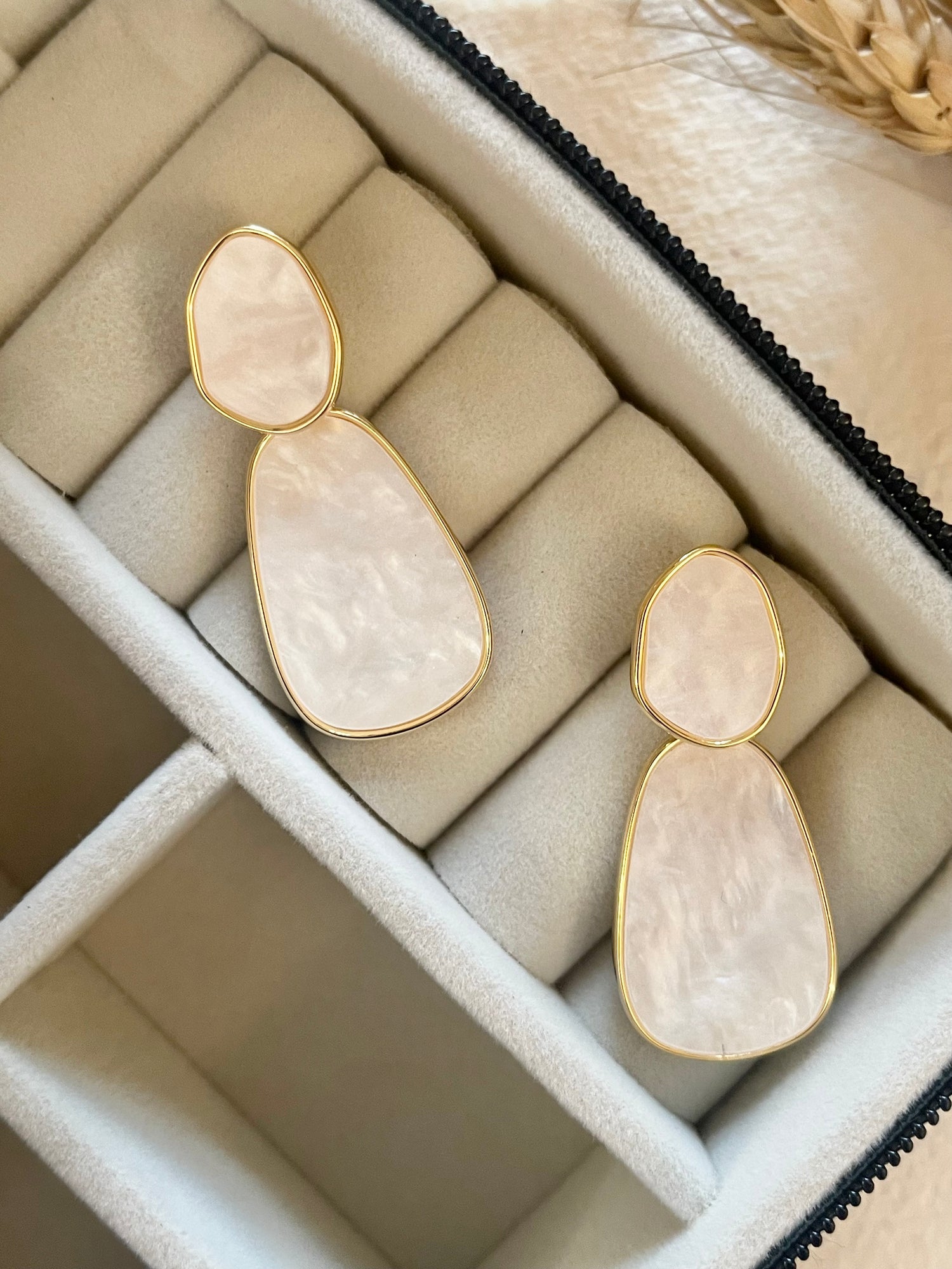 Double Layer Mother of Pearl Earrings