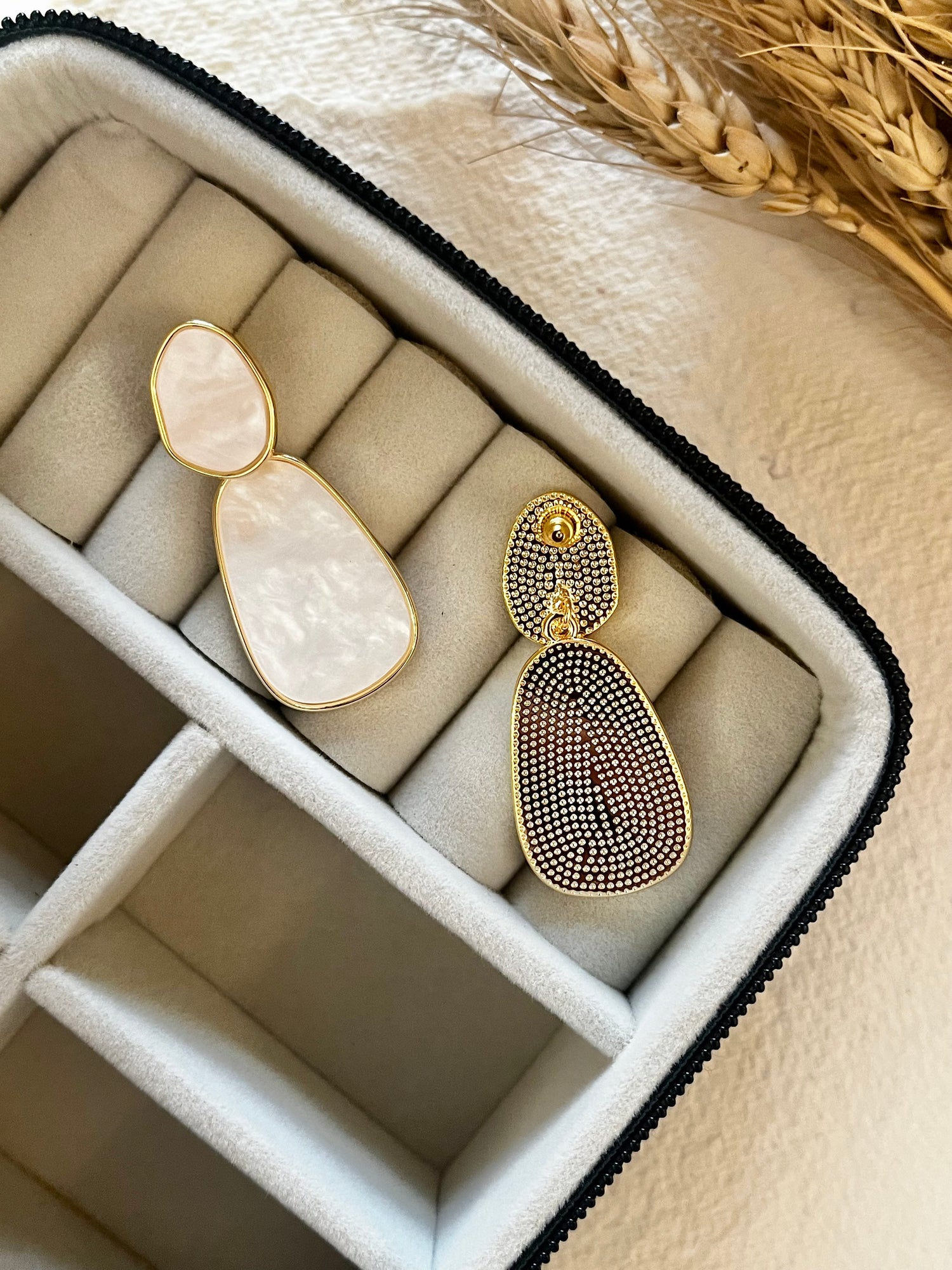Double Layer Mother of Pearl Earrings