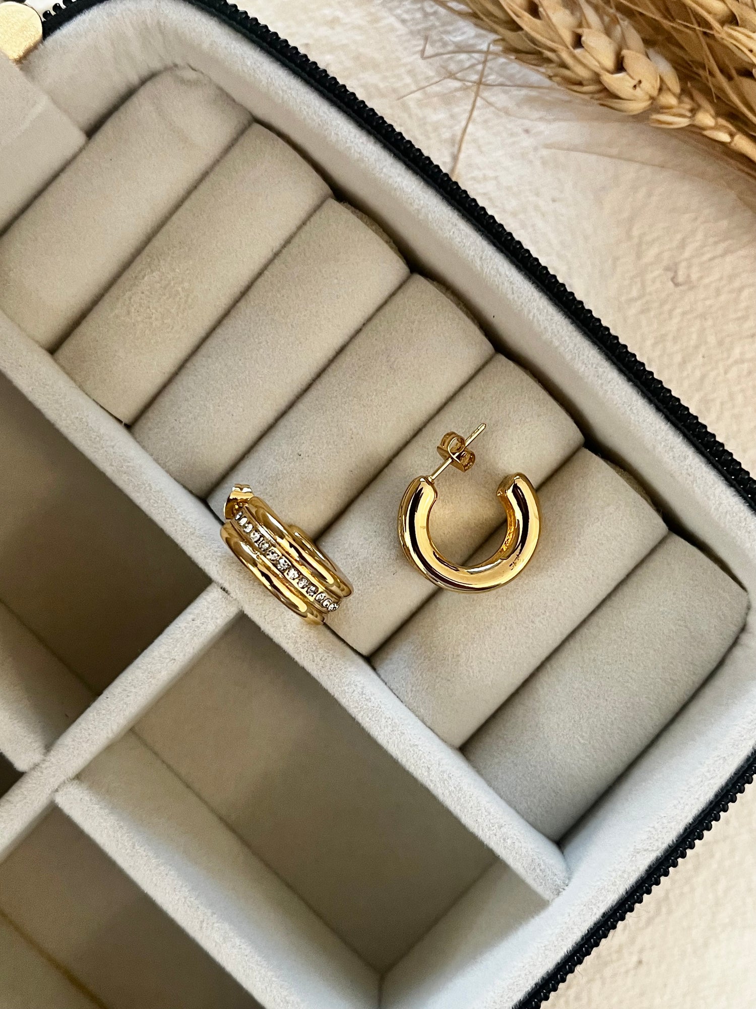 C-shape Studded Earrings