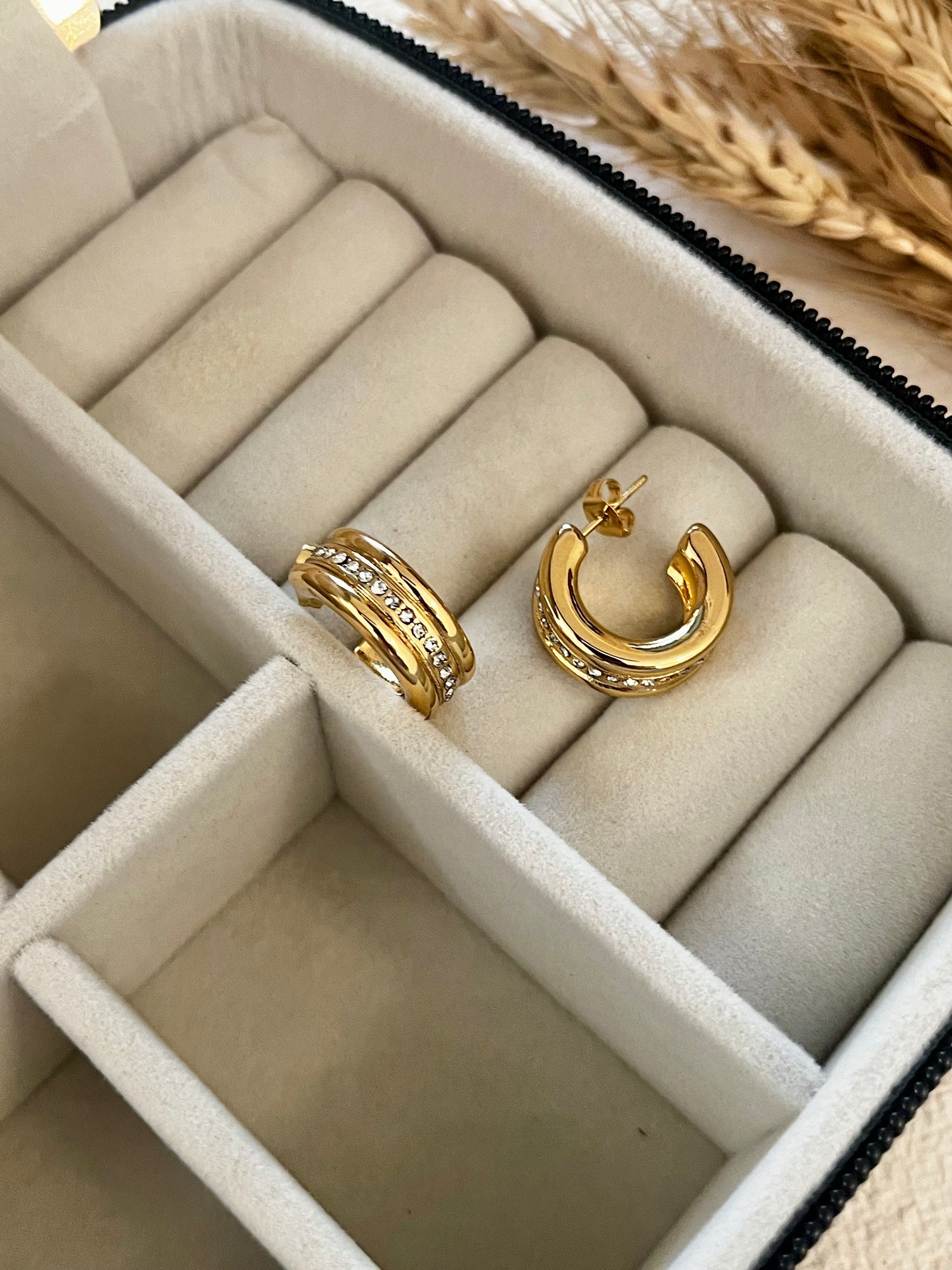 C-shape Studded Earrings