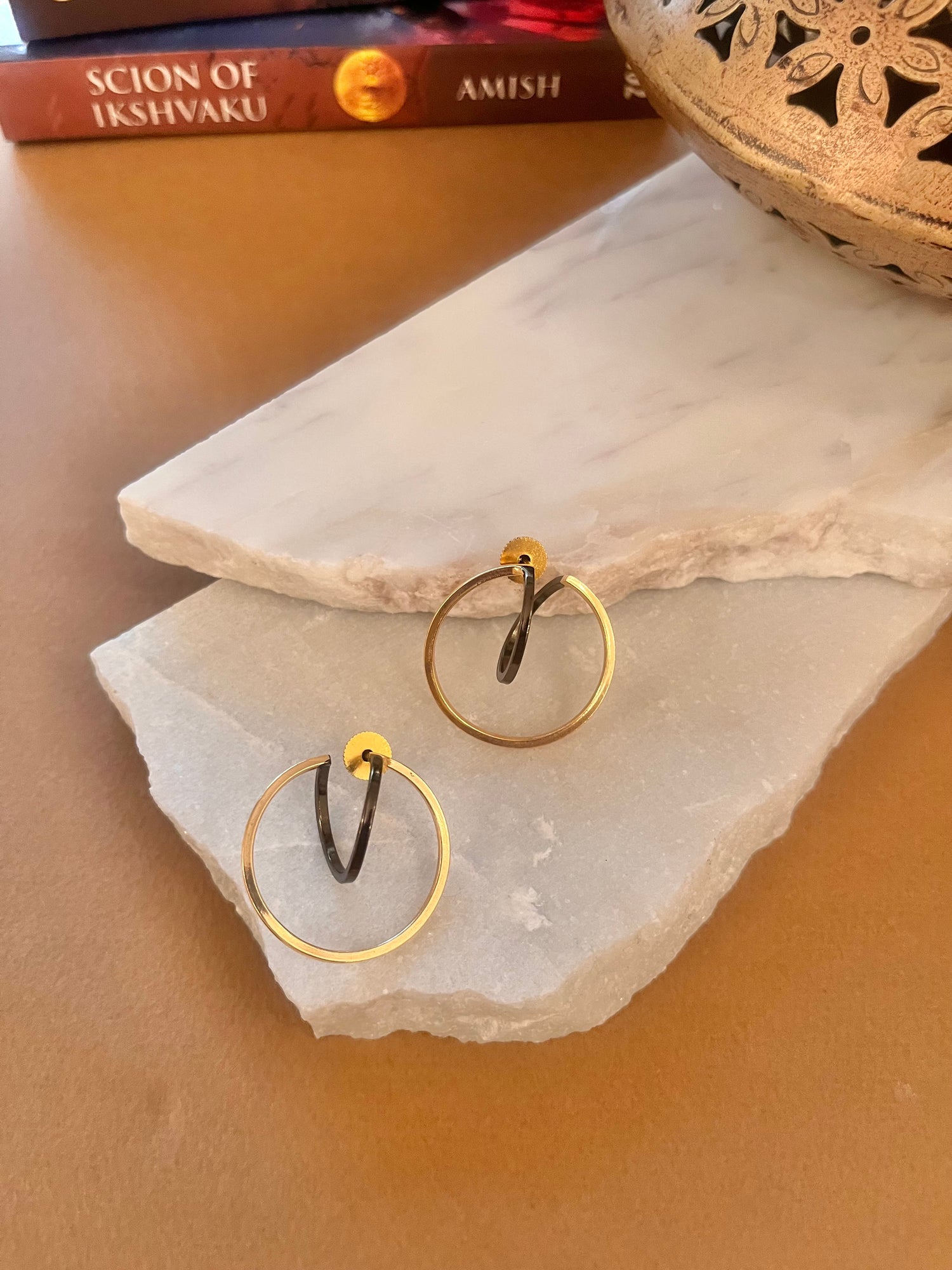 Dual Tone Sphere Earrings