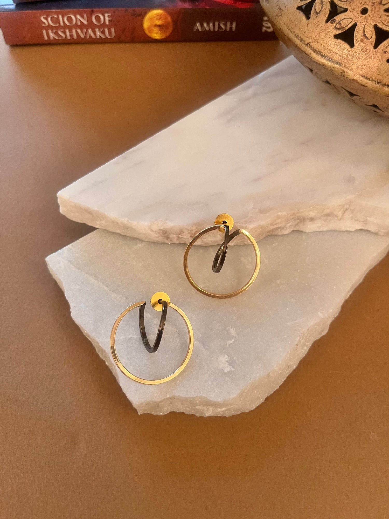 Dual Tone Sphere Earrings