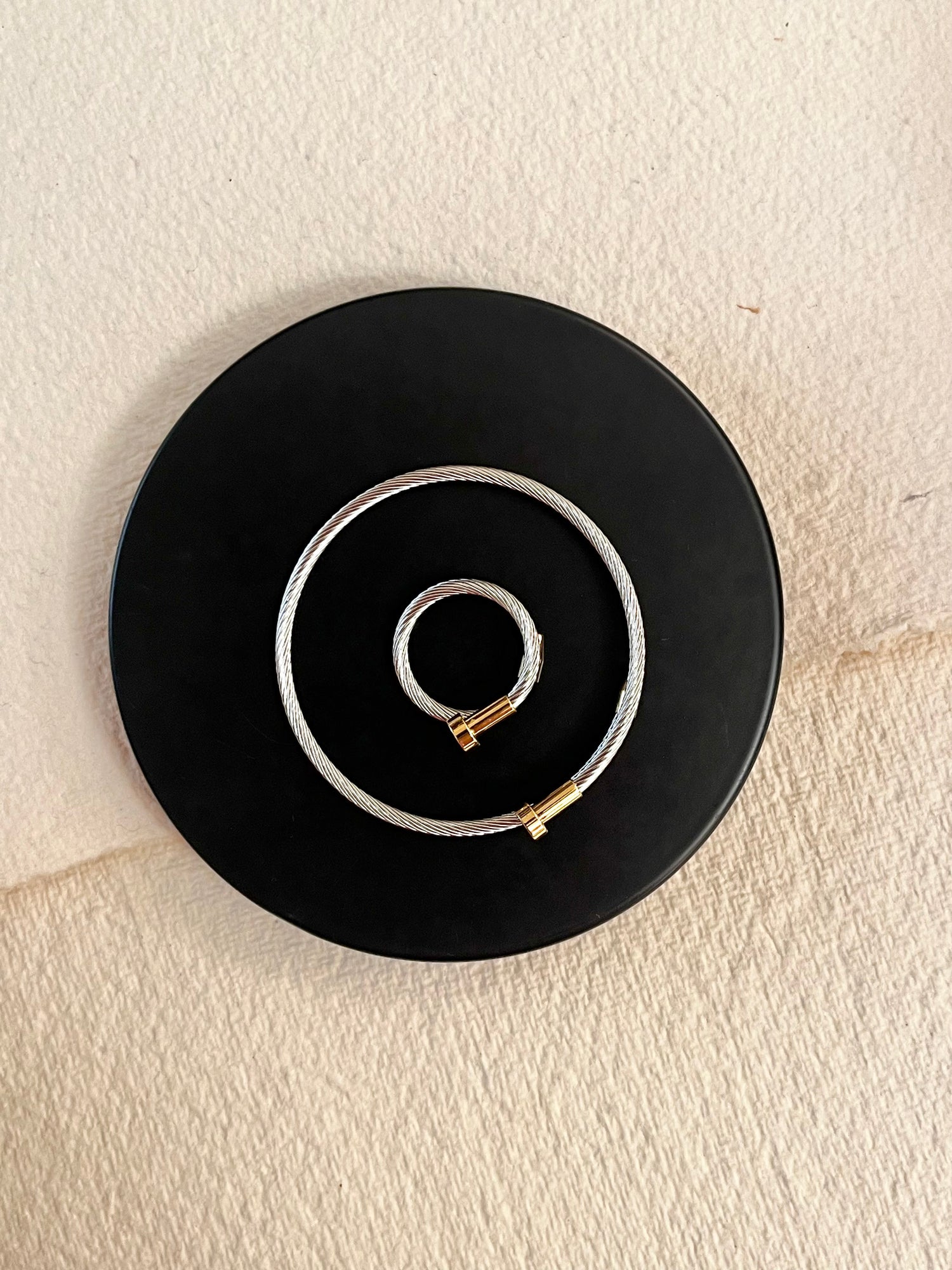 Rope Silver Bracelet & Ring Combo