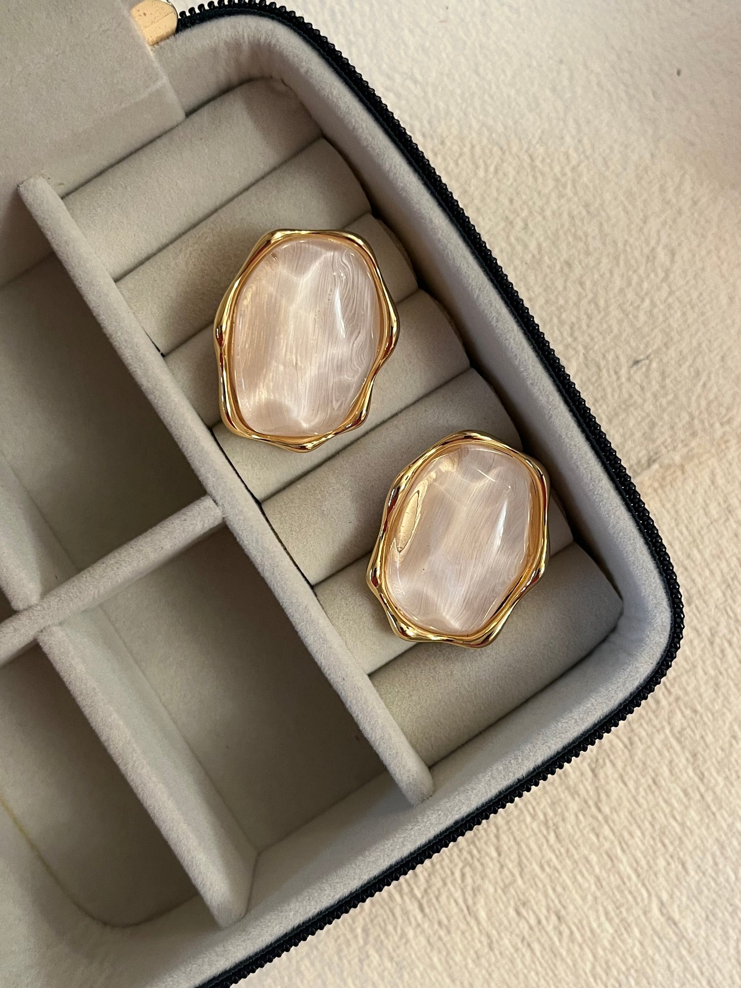 Beige Stone Chunky Studs