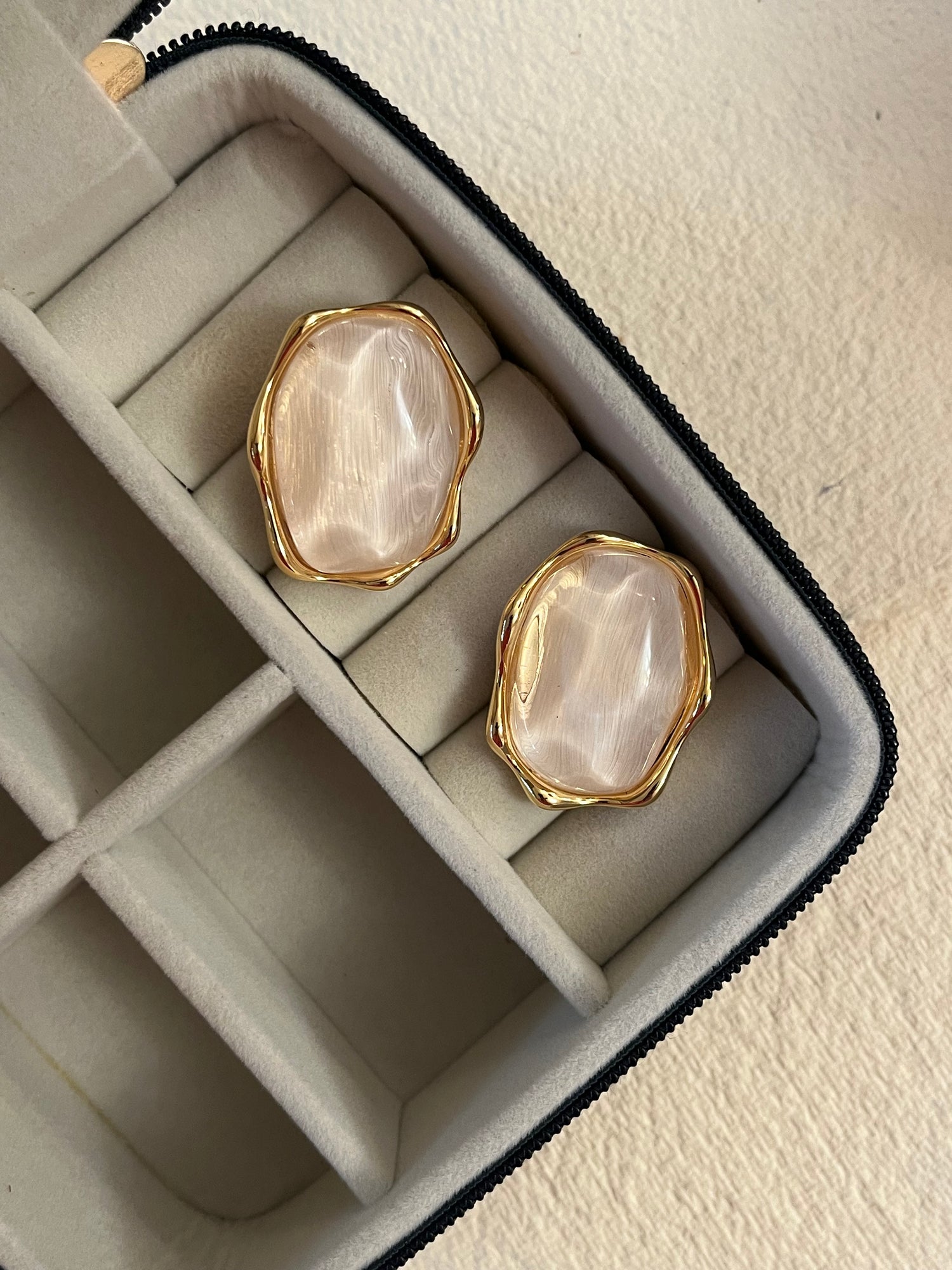 Beige Stone Chunky Studs