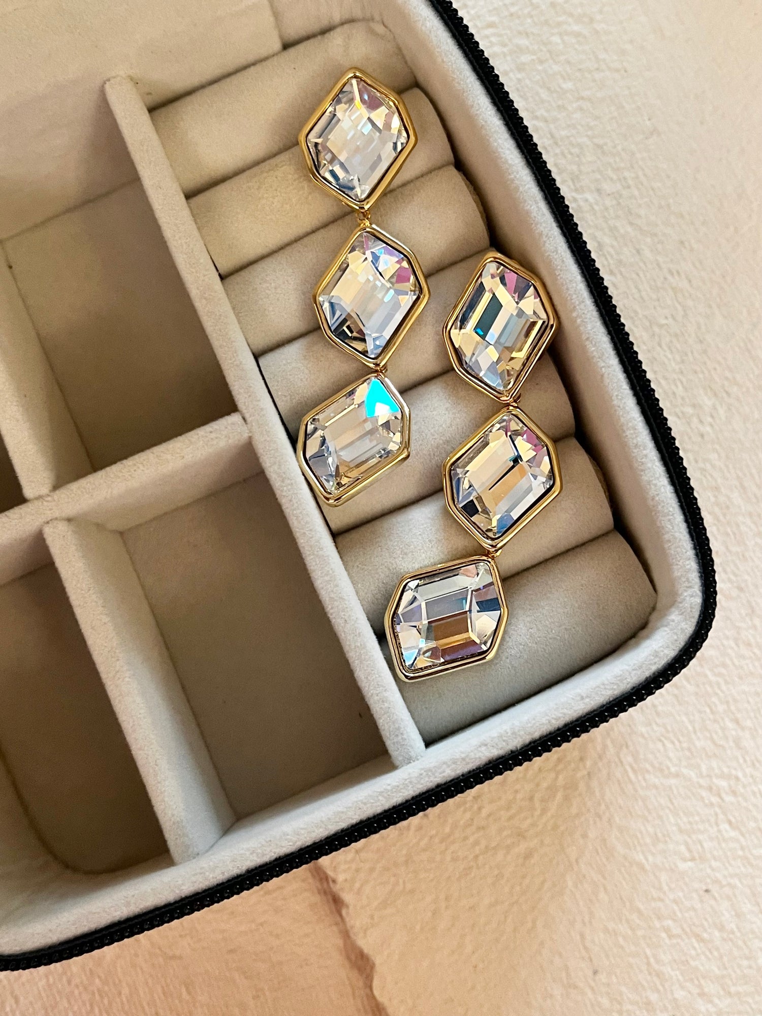 Triple Layer Stone Earrings