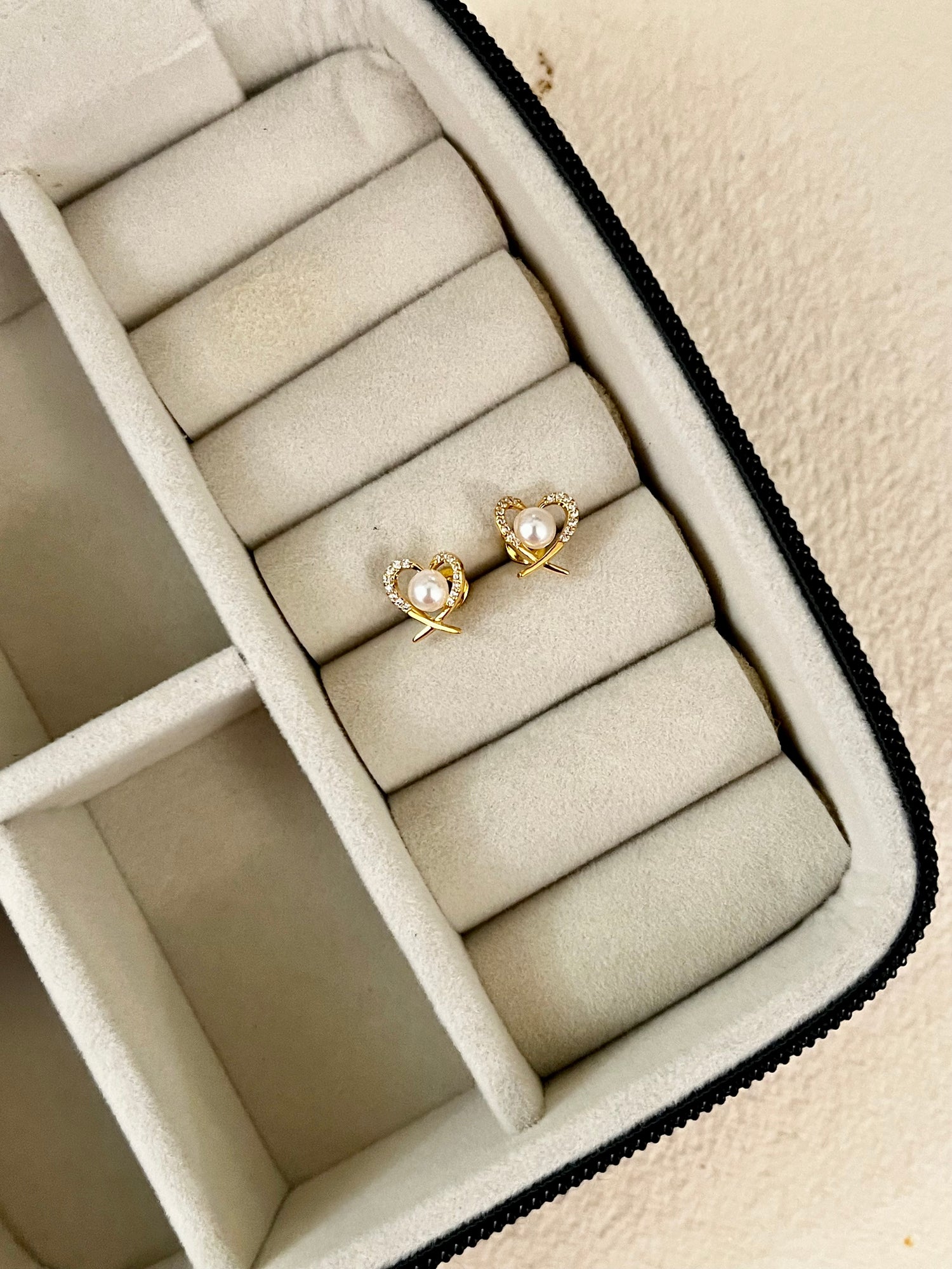 Heart with Pearl Studs