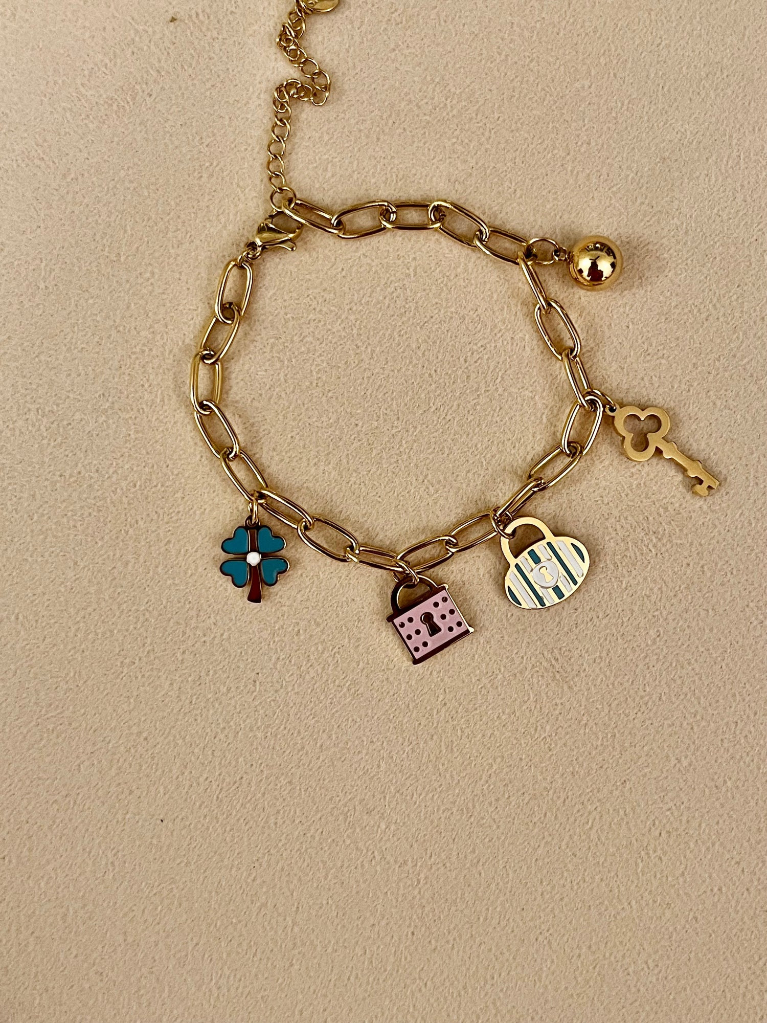 Lock and Key Charms Bracelet