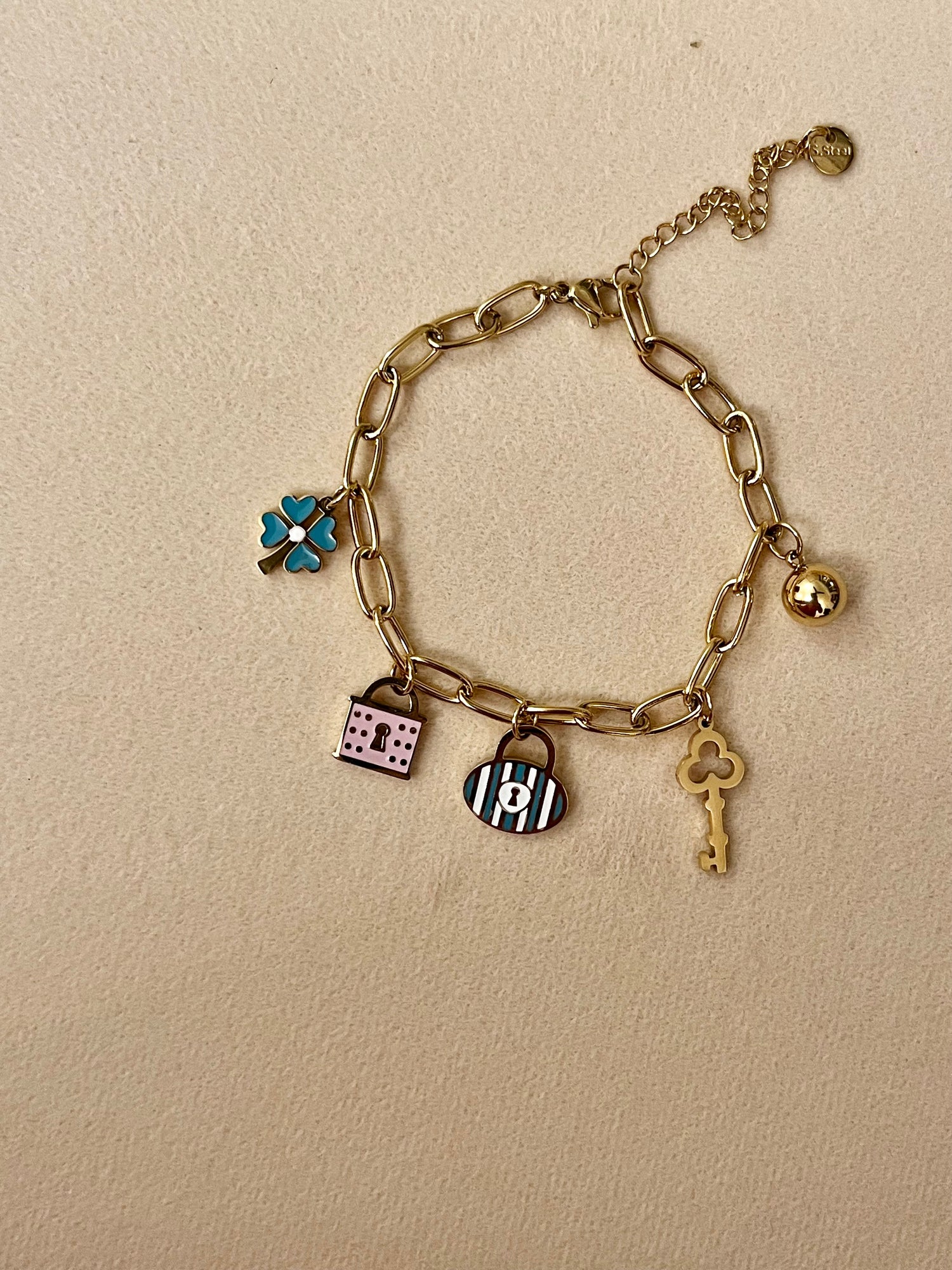 Lock and Key Charms Bracelet