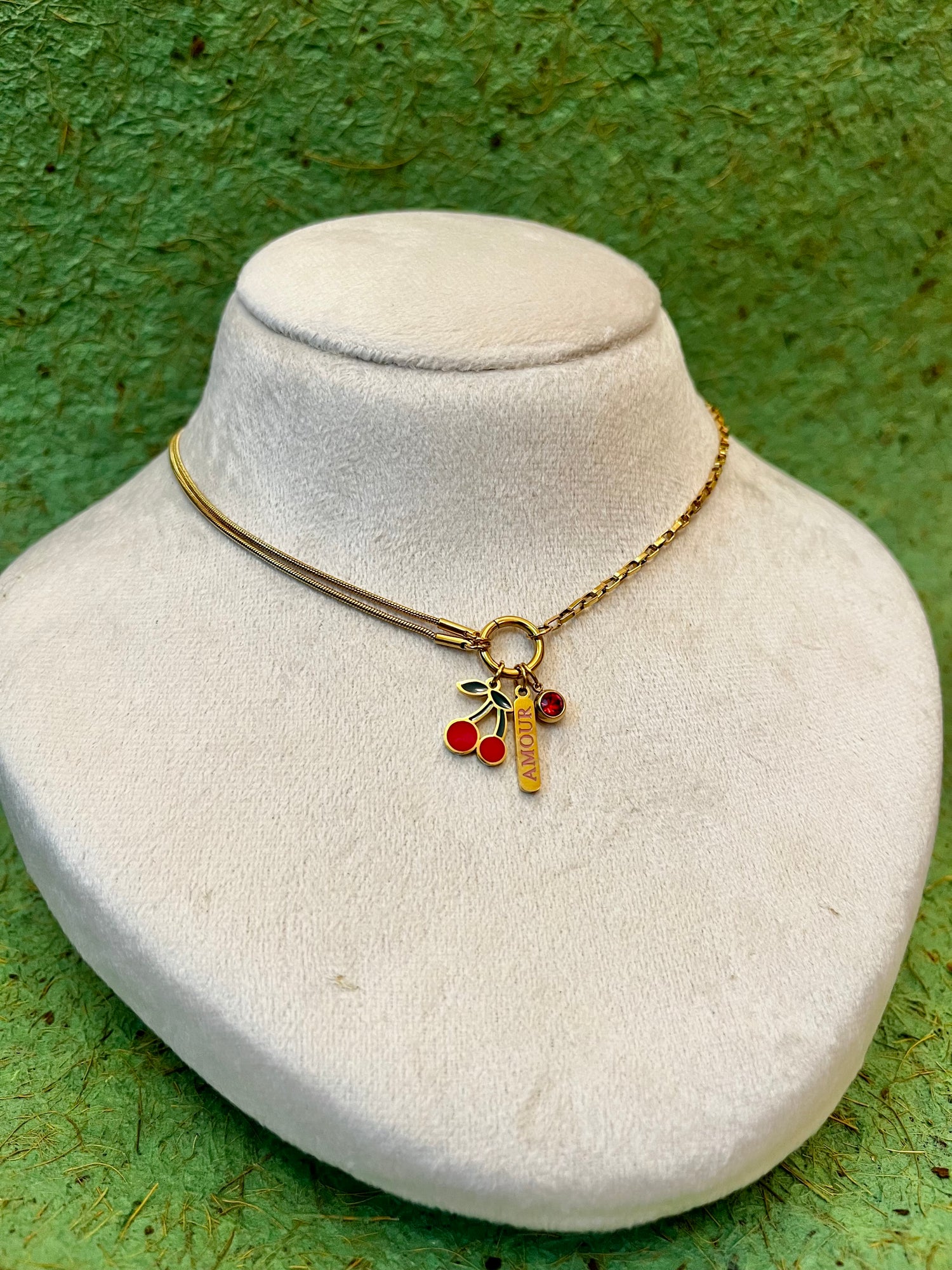 Cherry Dual Chain Design Necklace