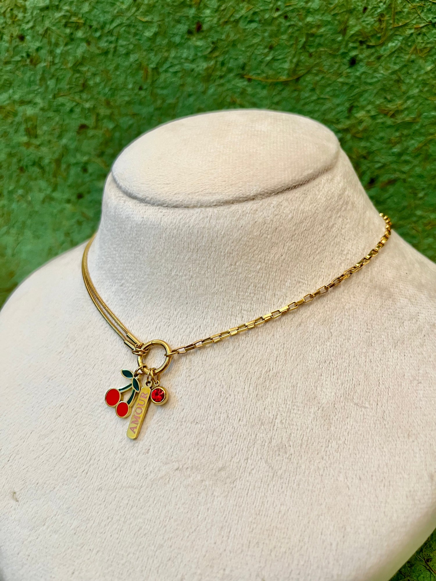 Cherry Dual Chain Design Necklace