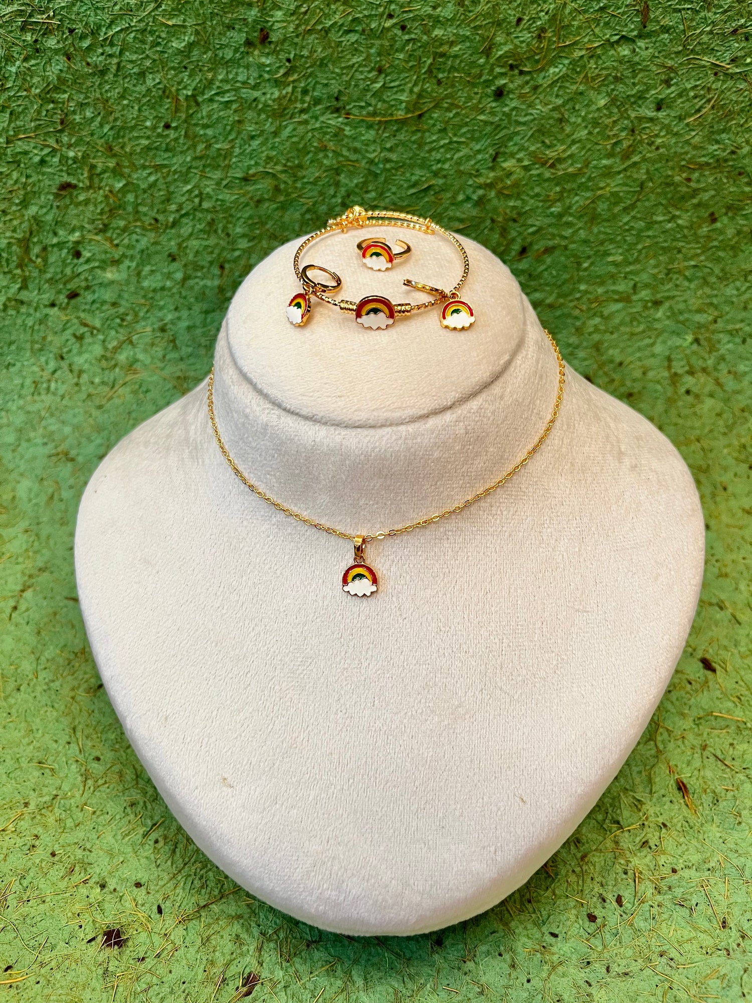 Brass Rainbow 4 pcs Necklace Set