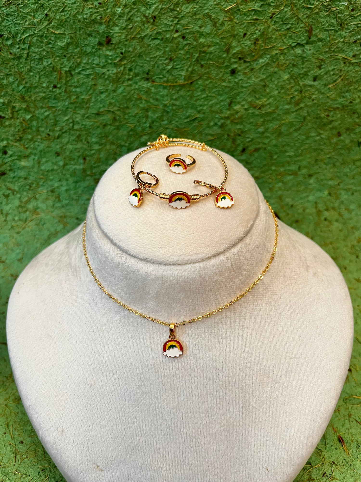 Brass Rainbow 4 pcs Necklace Set