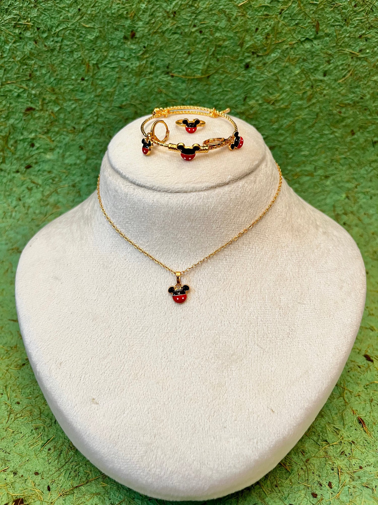 Brass Mickey 4 pcs Necklace Set