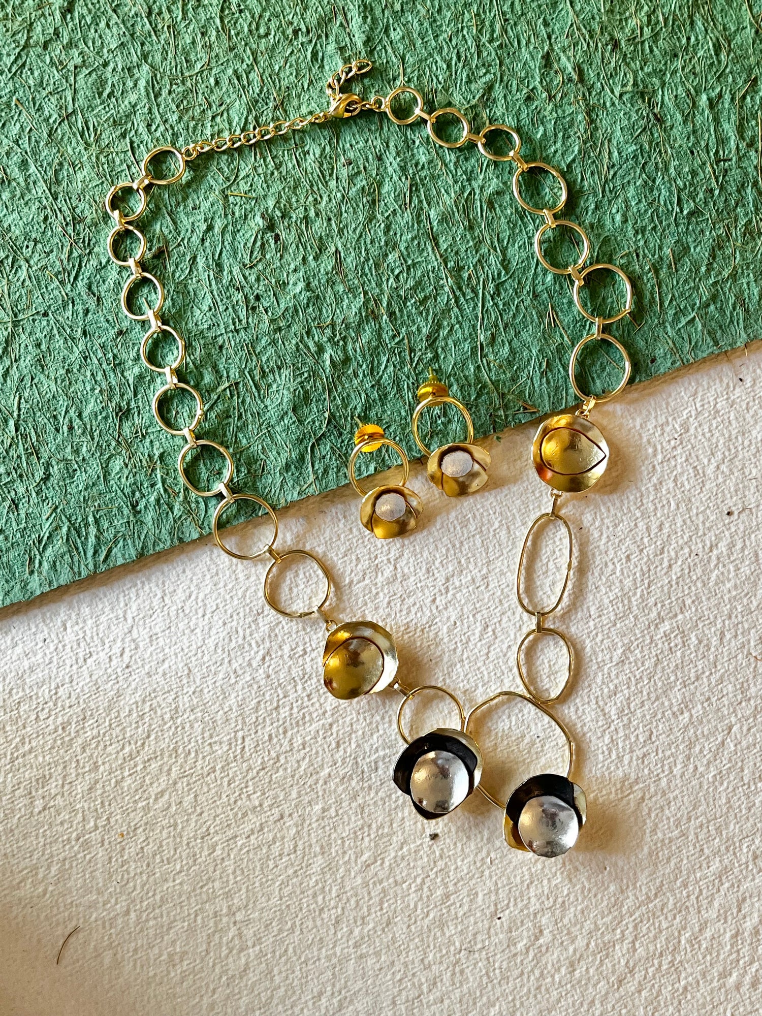 Long Dual Tone Necklace Set