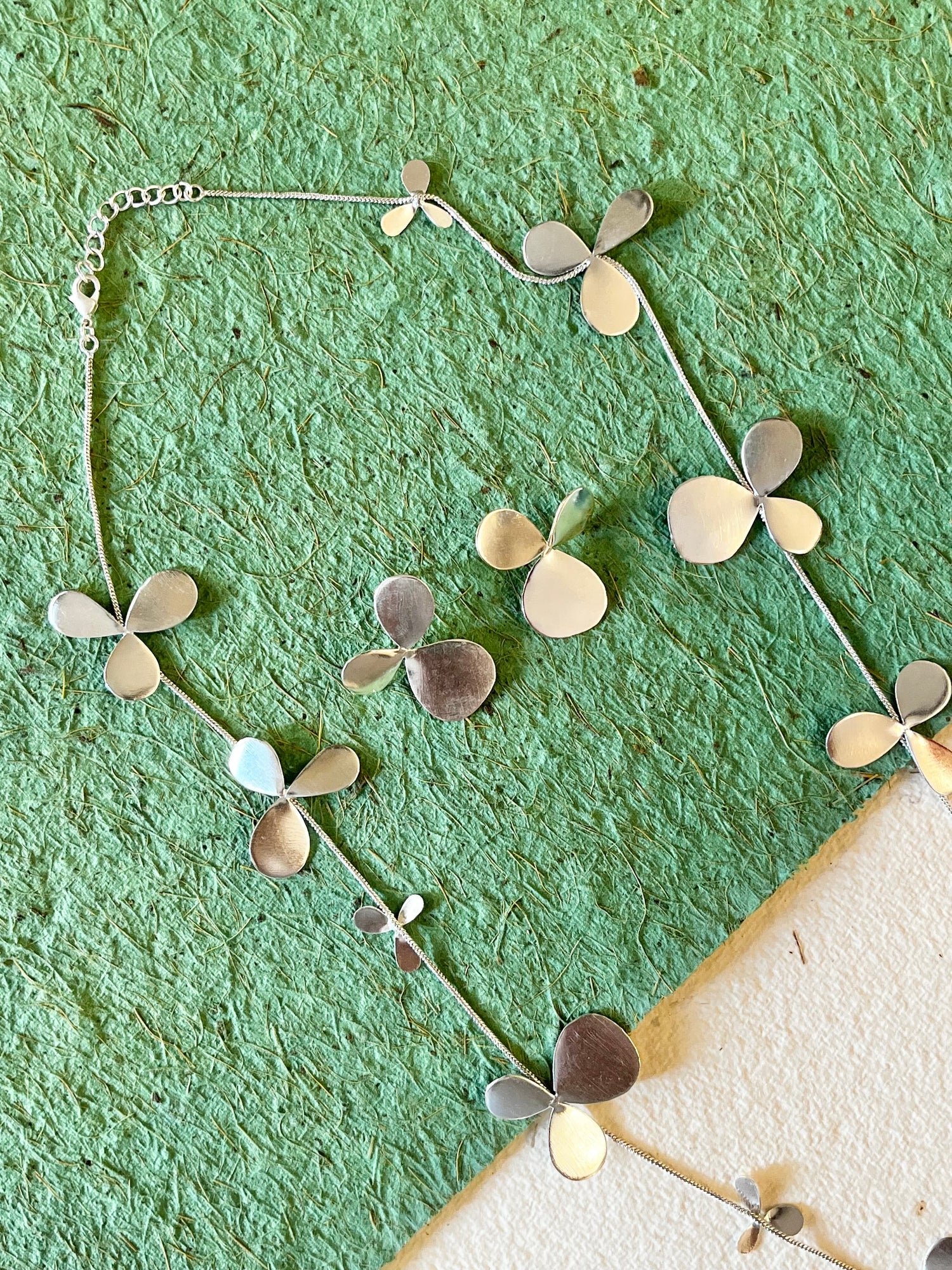 Long silver Necklace Set