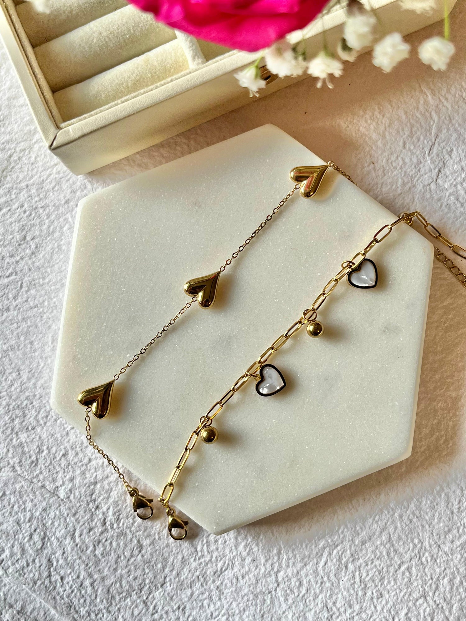 Mother of Pearl Heart Bracelet