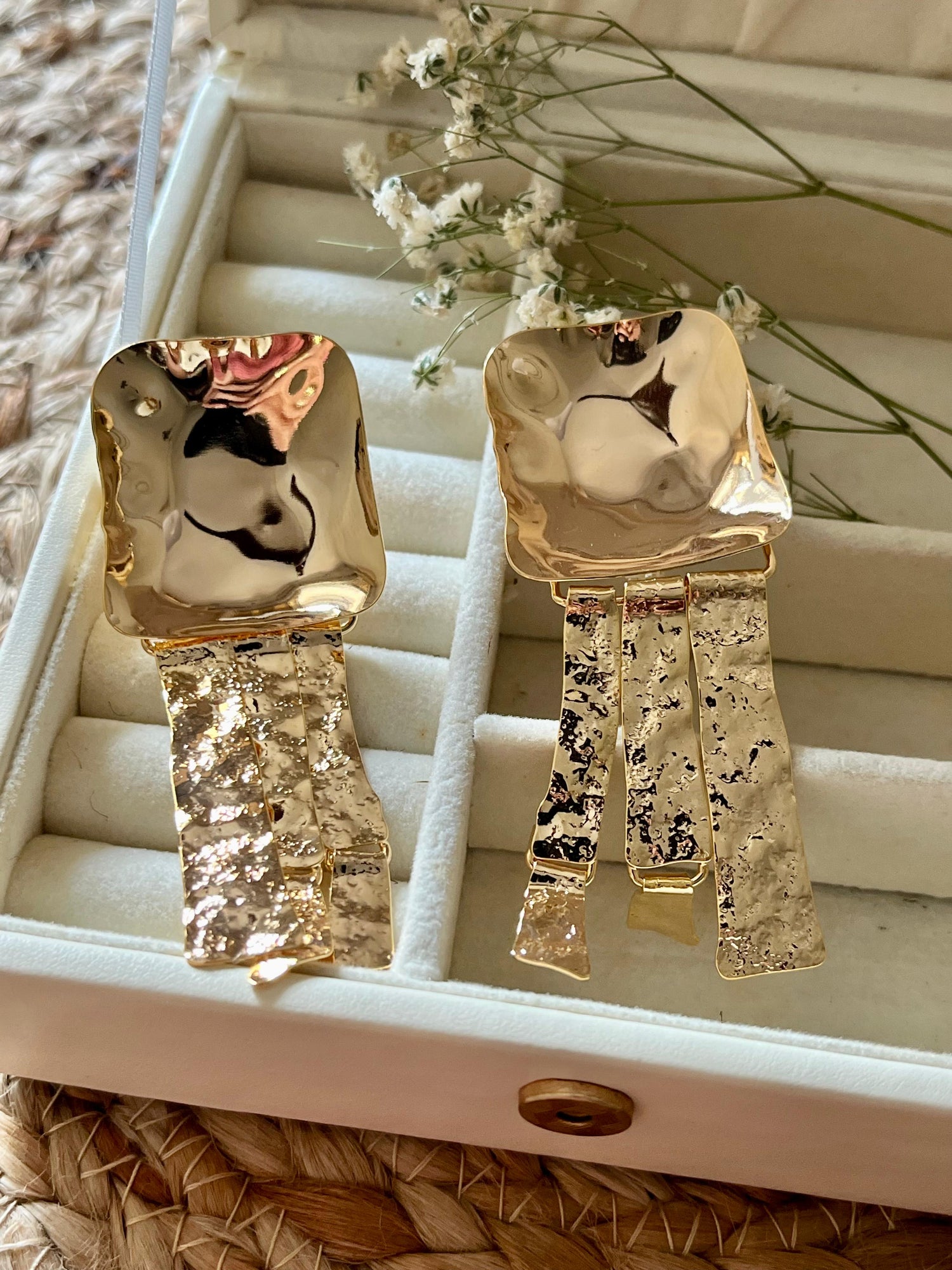 Long Square Tassel Earrings