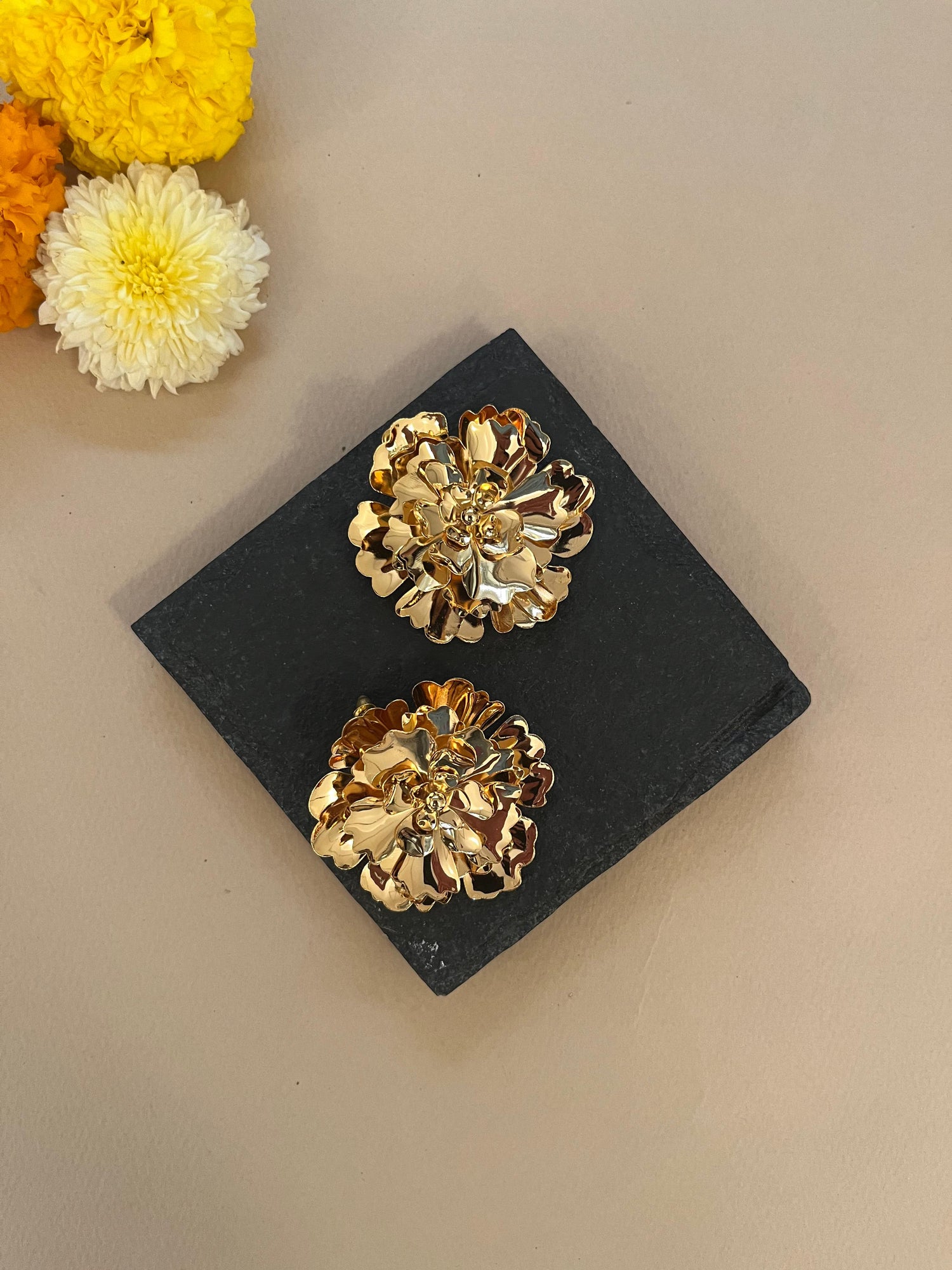 Chunky Marigold Studs