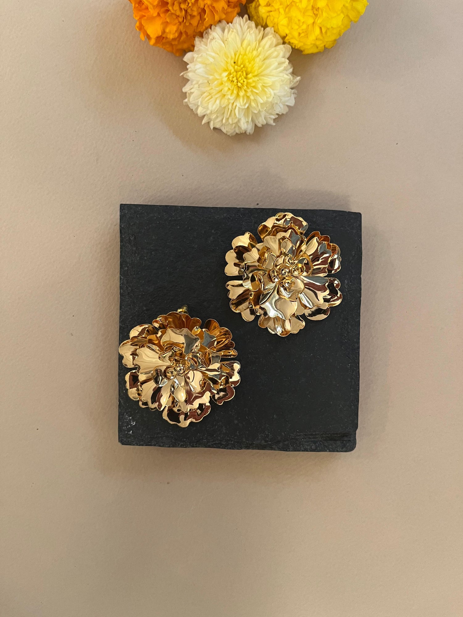 Chunky Marigold Studs
