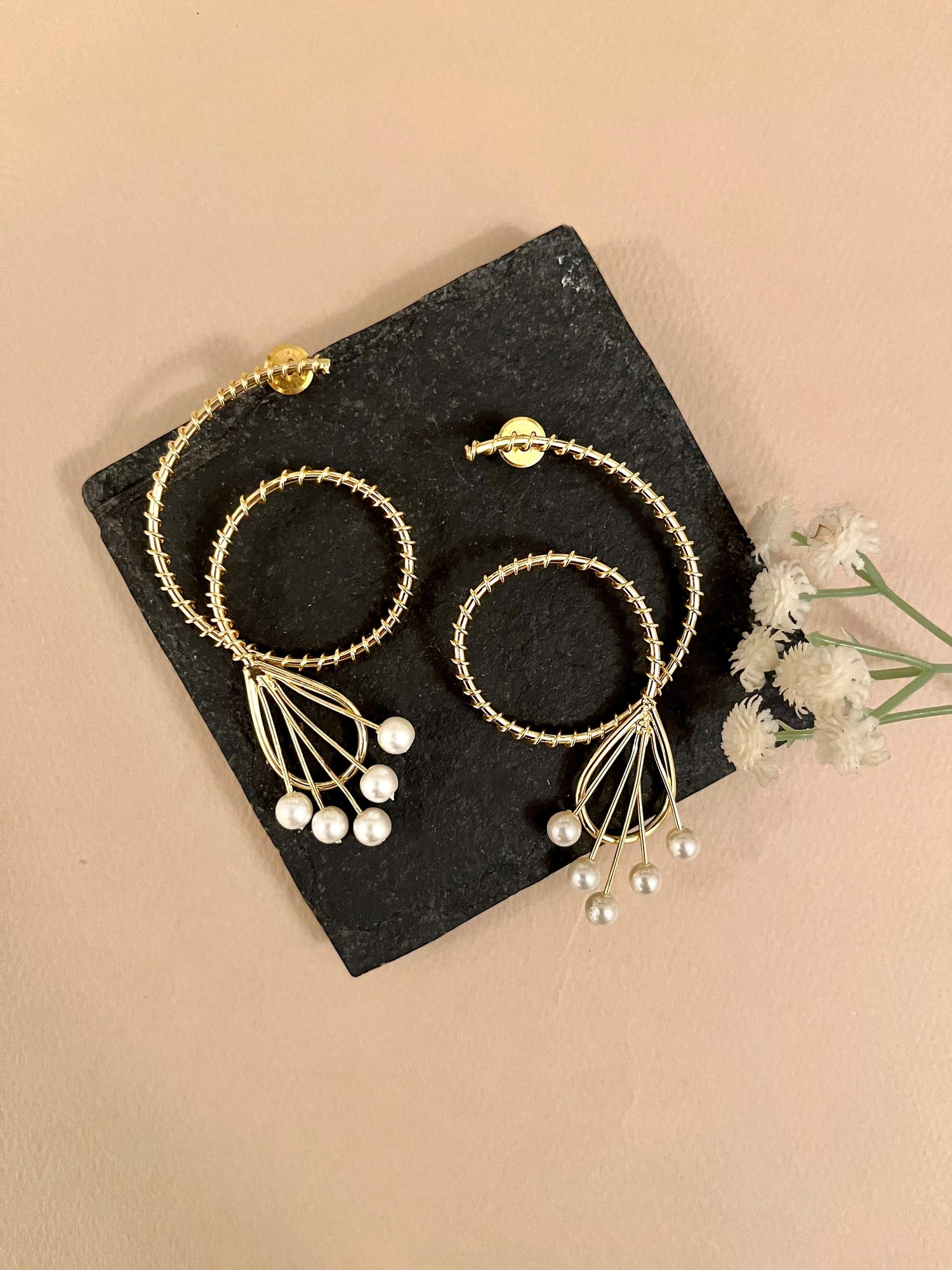 Chunky Gold & Pearl Earrings