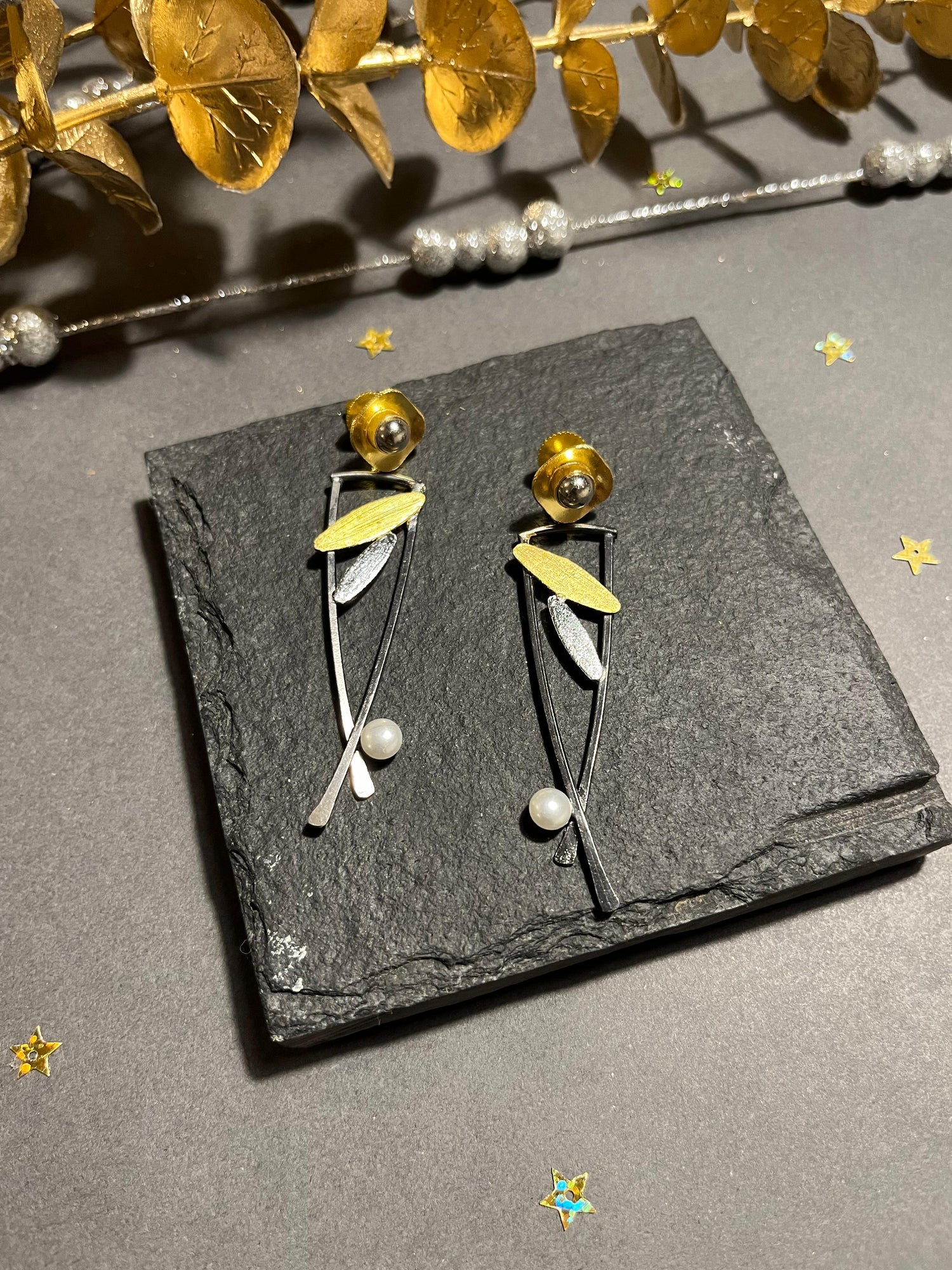 Dual tone Lightweight Multilayer Earrings