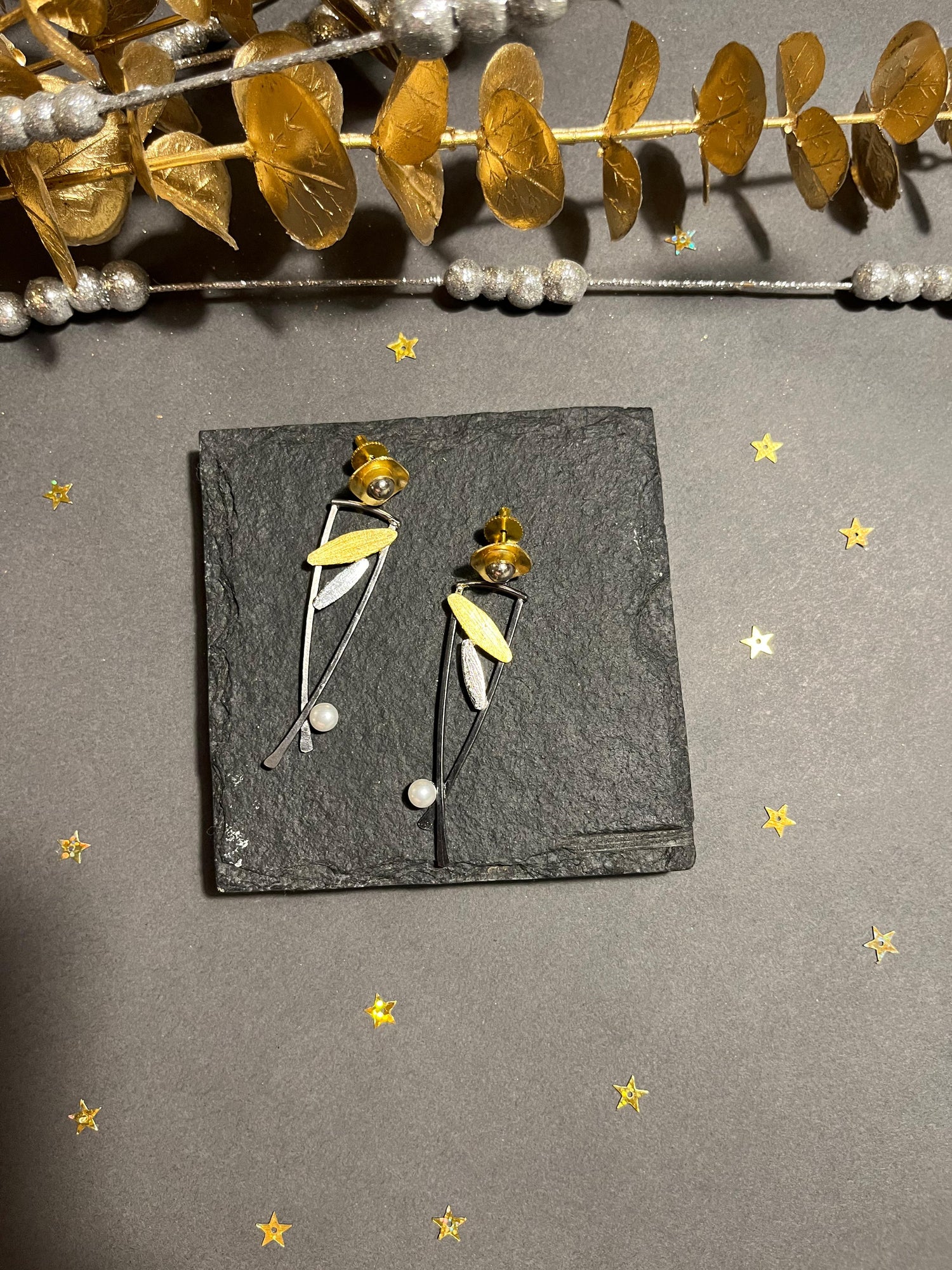 Dual tone Lightweight Multilayer Earrings