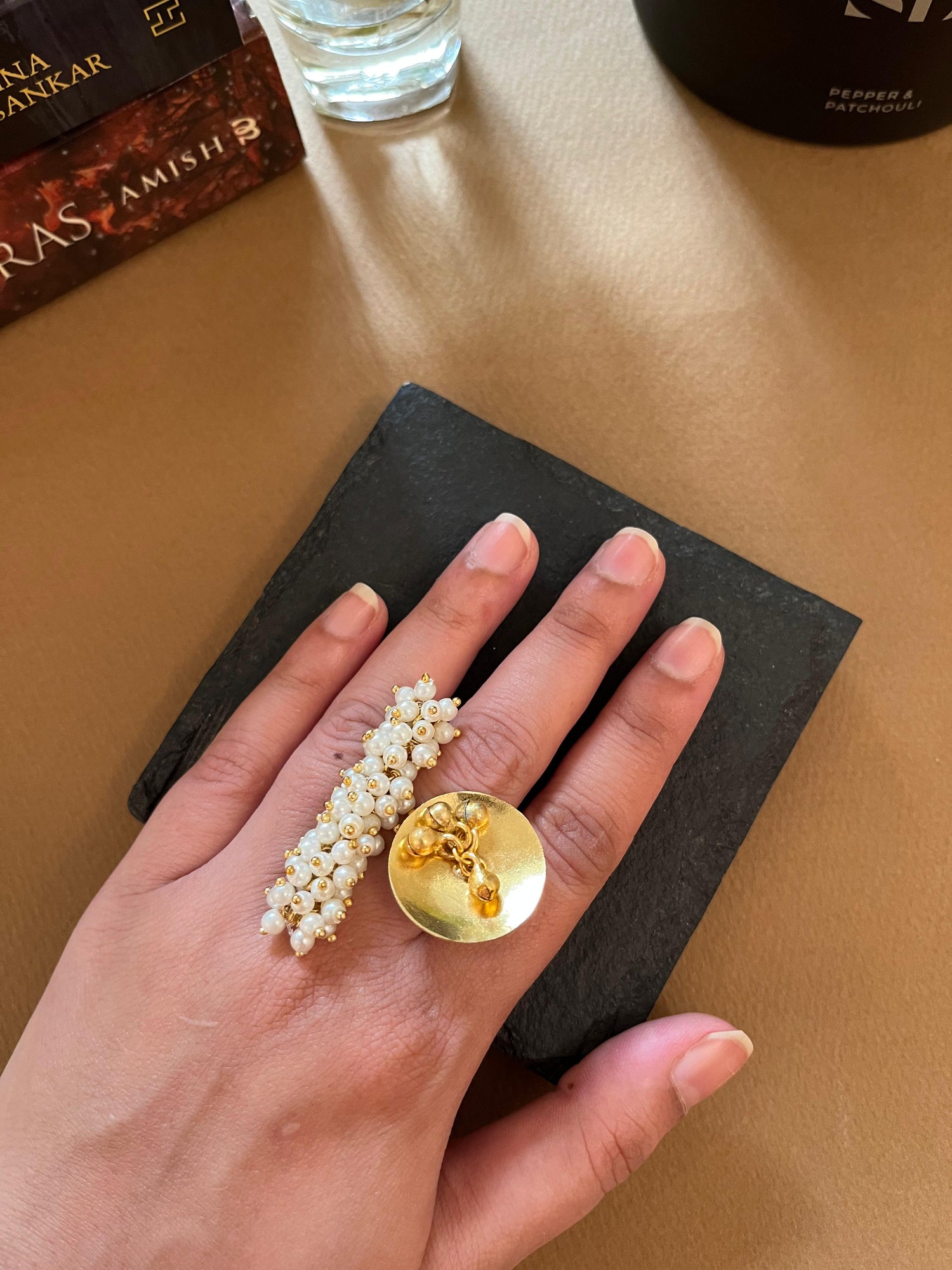 Pearl Bar & Gold Ring