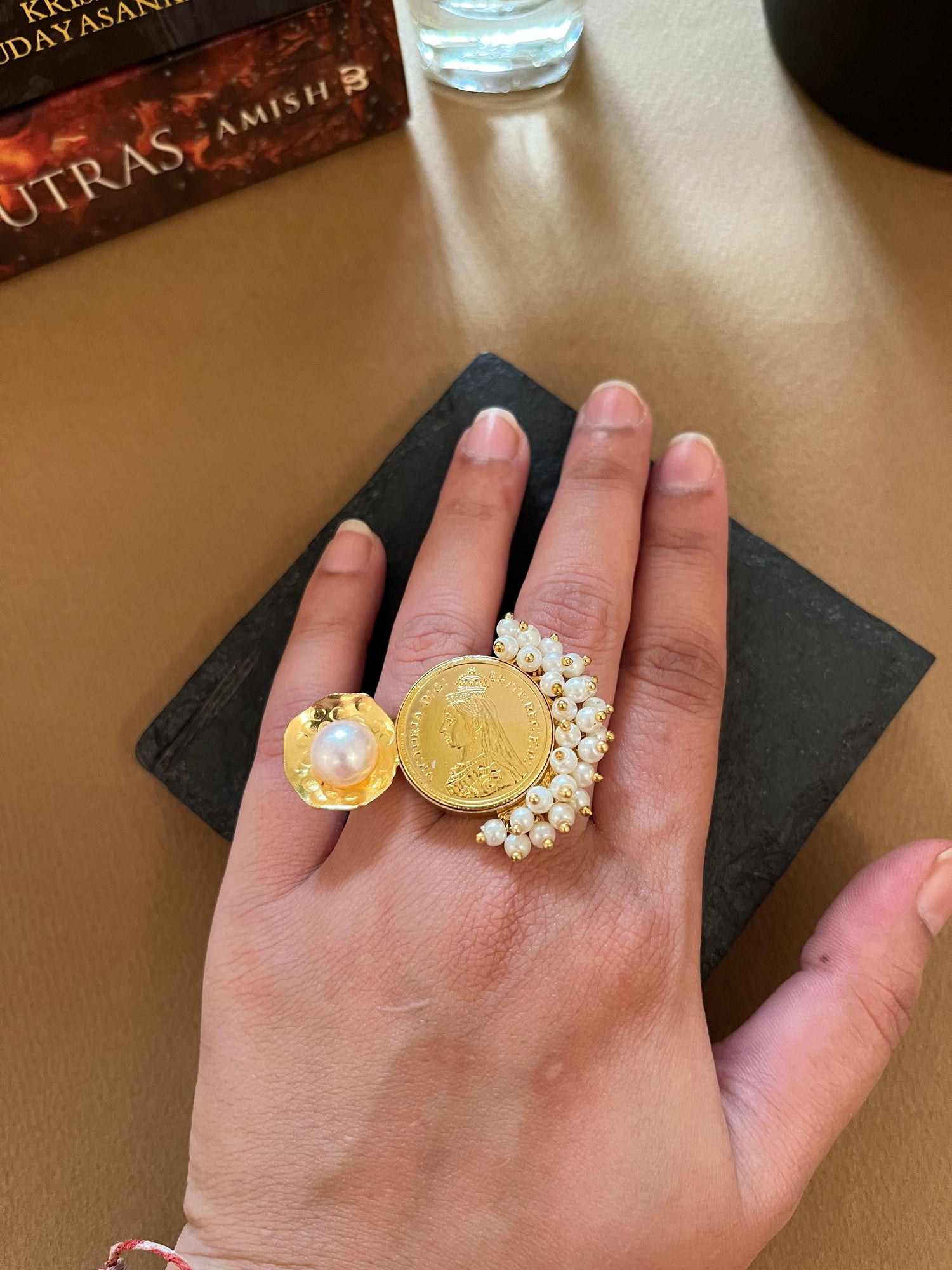 Medallion & Pearl Ring
