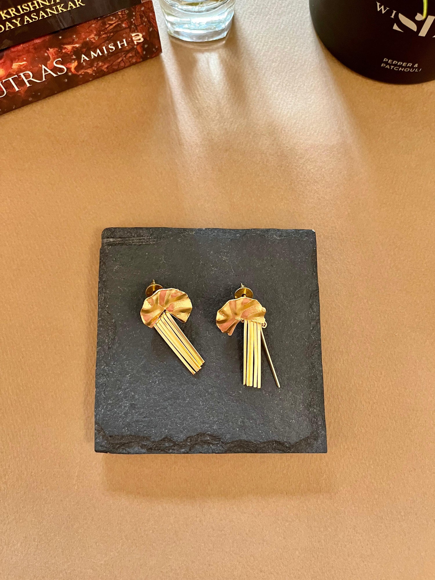 Hammered Gold Tassel Earrings